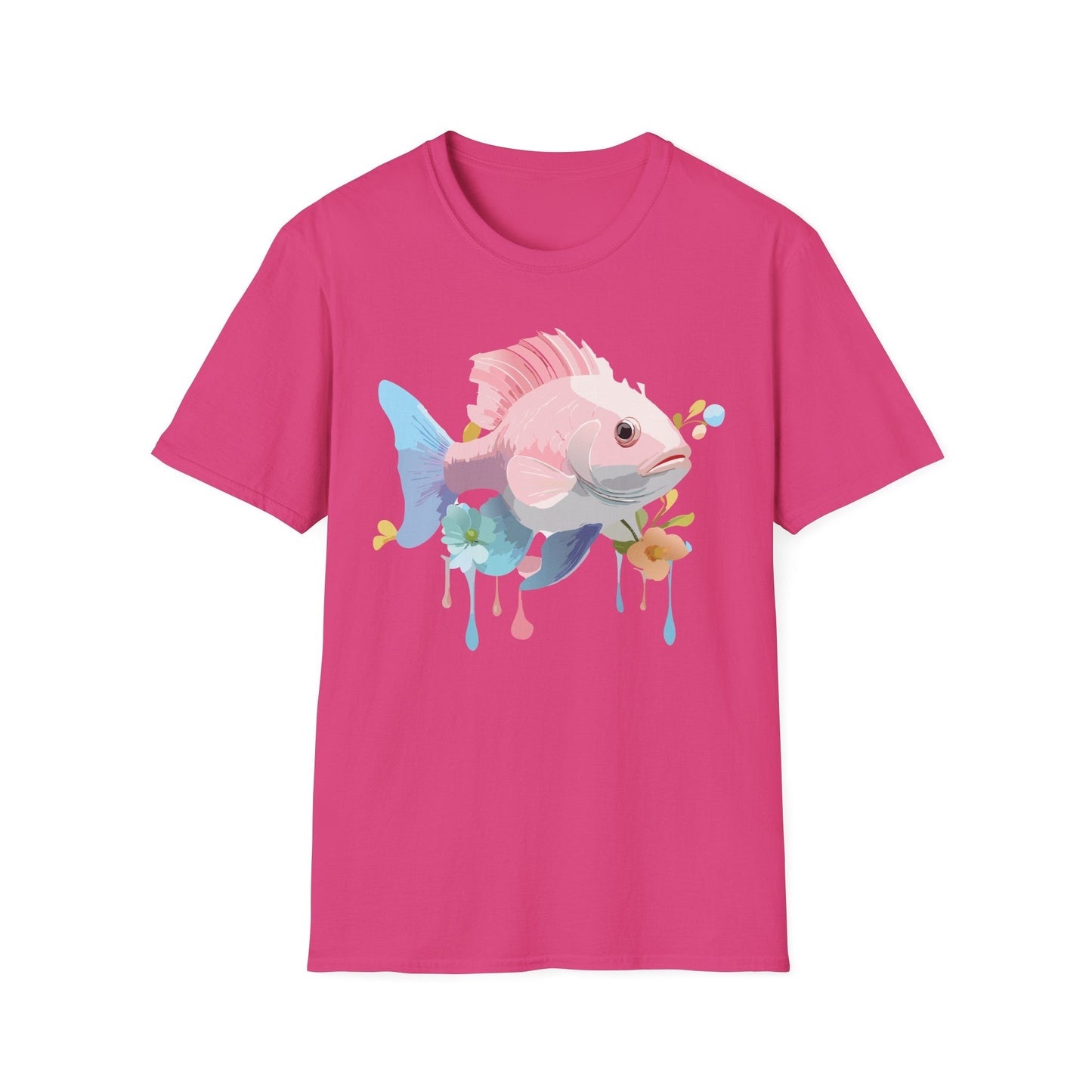 Fish Art Design Shirt Unisex Graphic Tee With Fish Illustration Gildan Softstyle 64000
