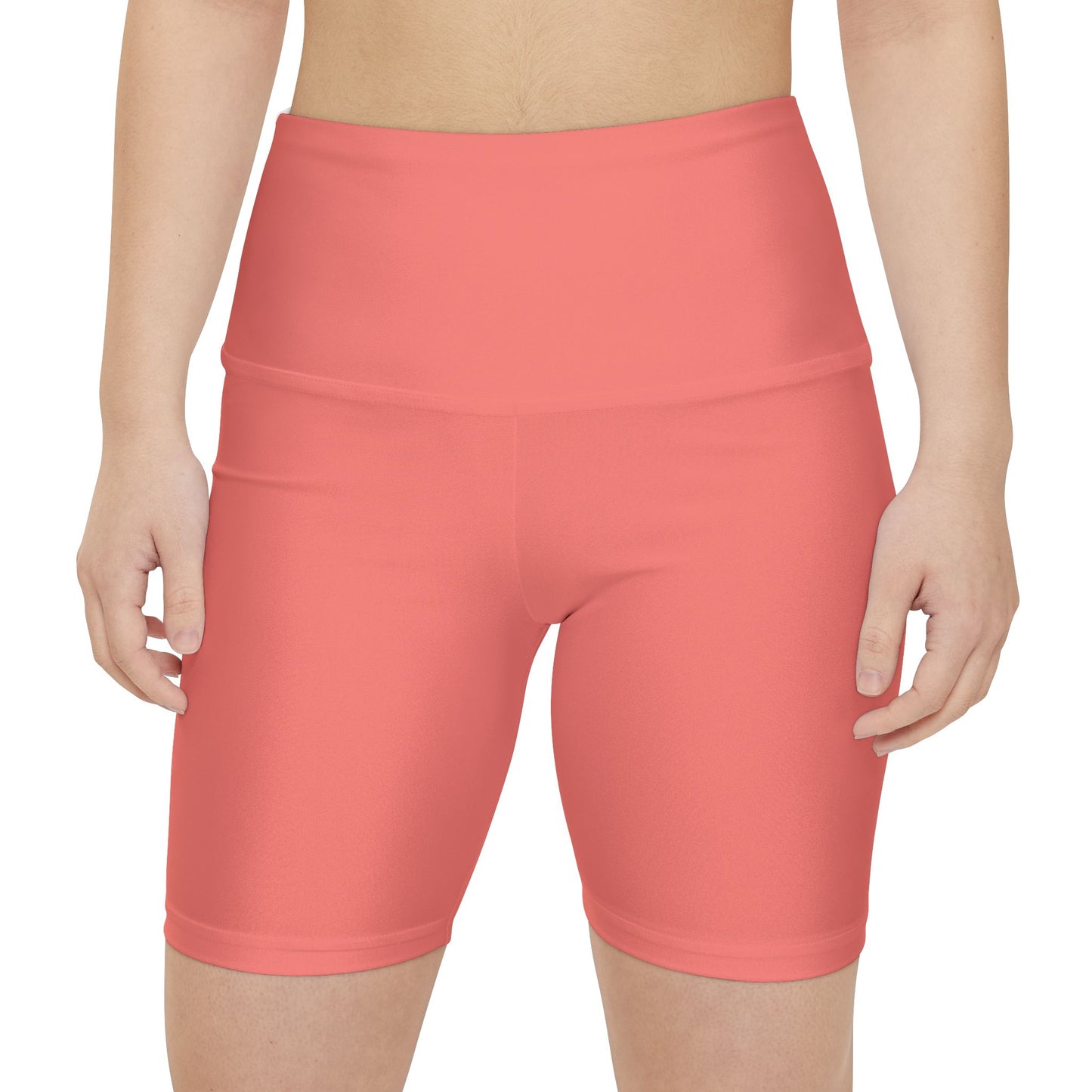 Fresh Salmon Coral High-Waist Women's Workout Shorts – Smooth Active Bike Shorts