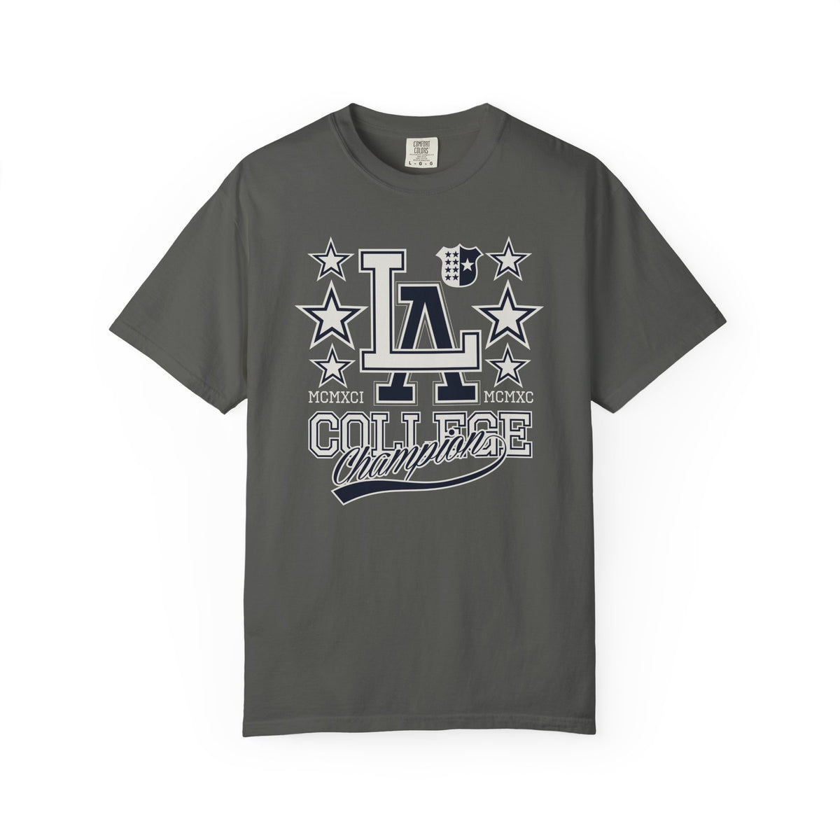 LA College Champions Logo Unisex Comfort Colors Garment-Dyed Heavyweight 100 Cotton Art Design T-Shirt w13
