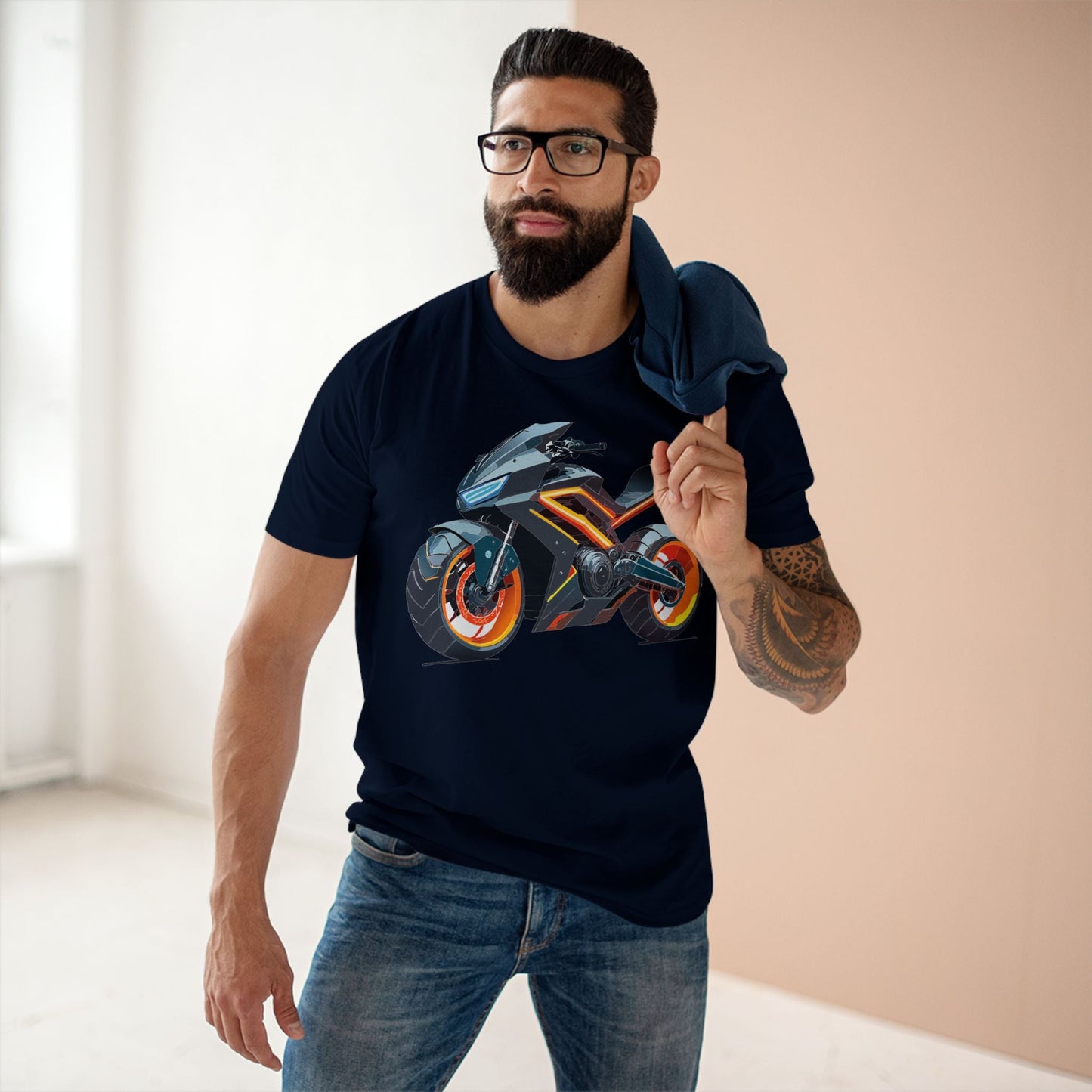 Moto Bike Graphic Unisex 100 Cotton Staple Tee 12