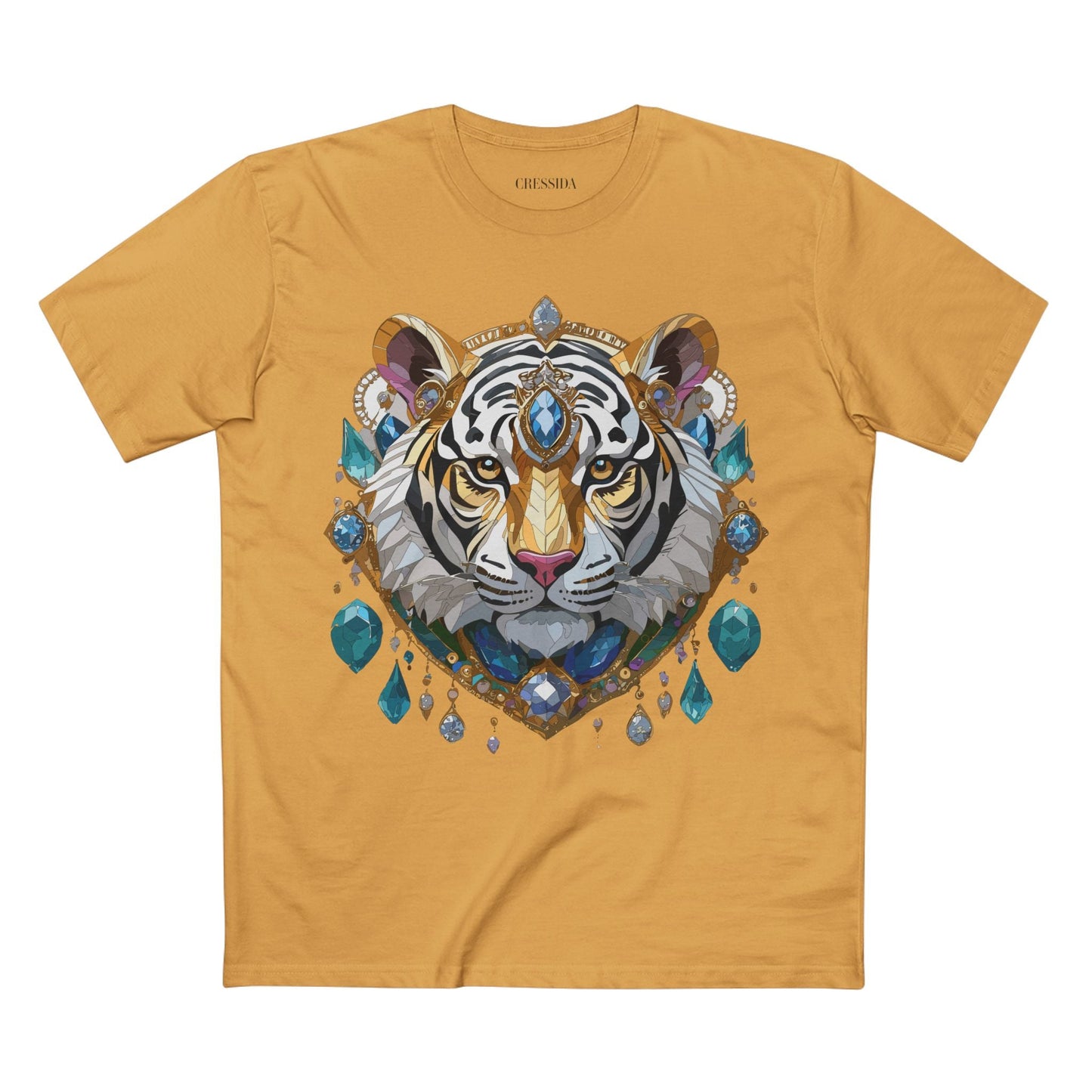 Tiger Graphic Unisex 100 Cotton Tee With Unique Animal Golden Medallion Art Design 53