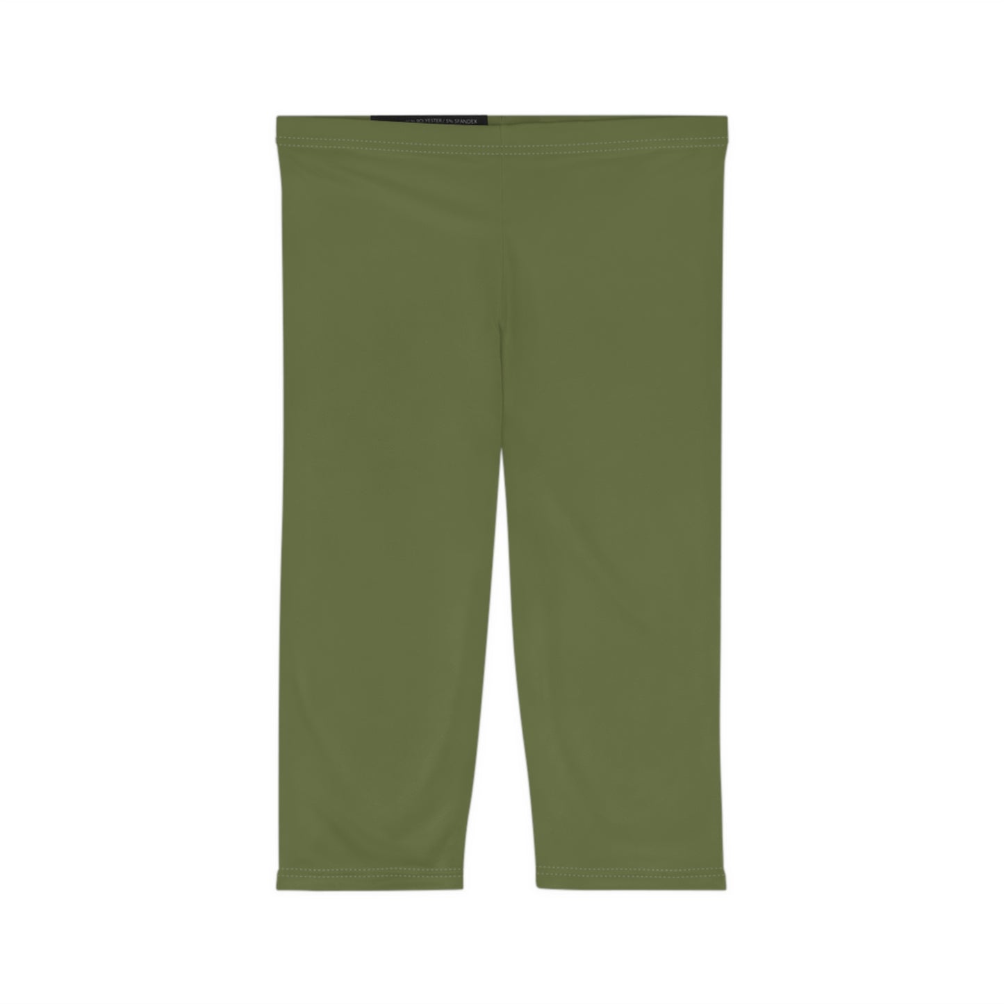 Moss Color Women's Brushed Suede Poly Span Casual Capri Leggings XS-2XL