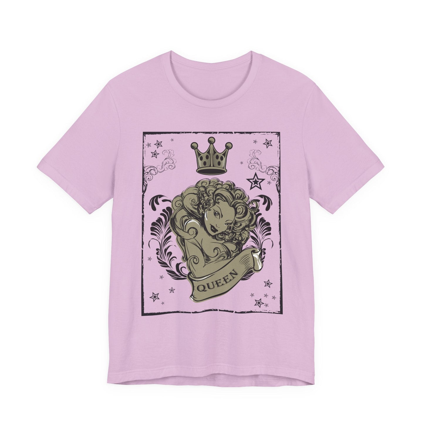 Crown Face Portrait Graphic Tee Vintage Floral Illustration Rock Band T-Shirt