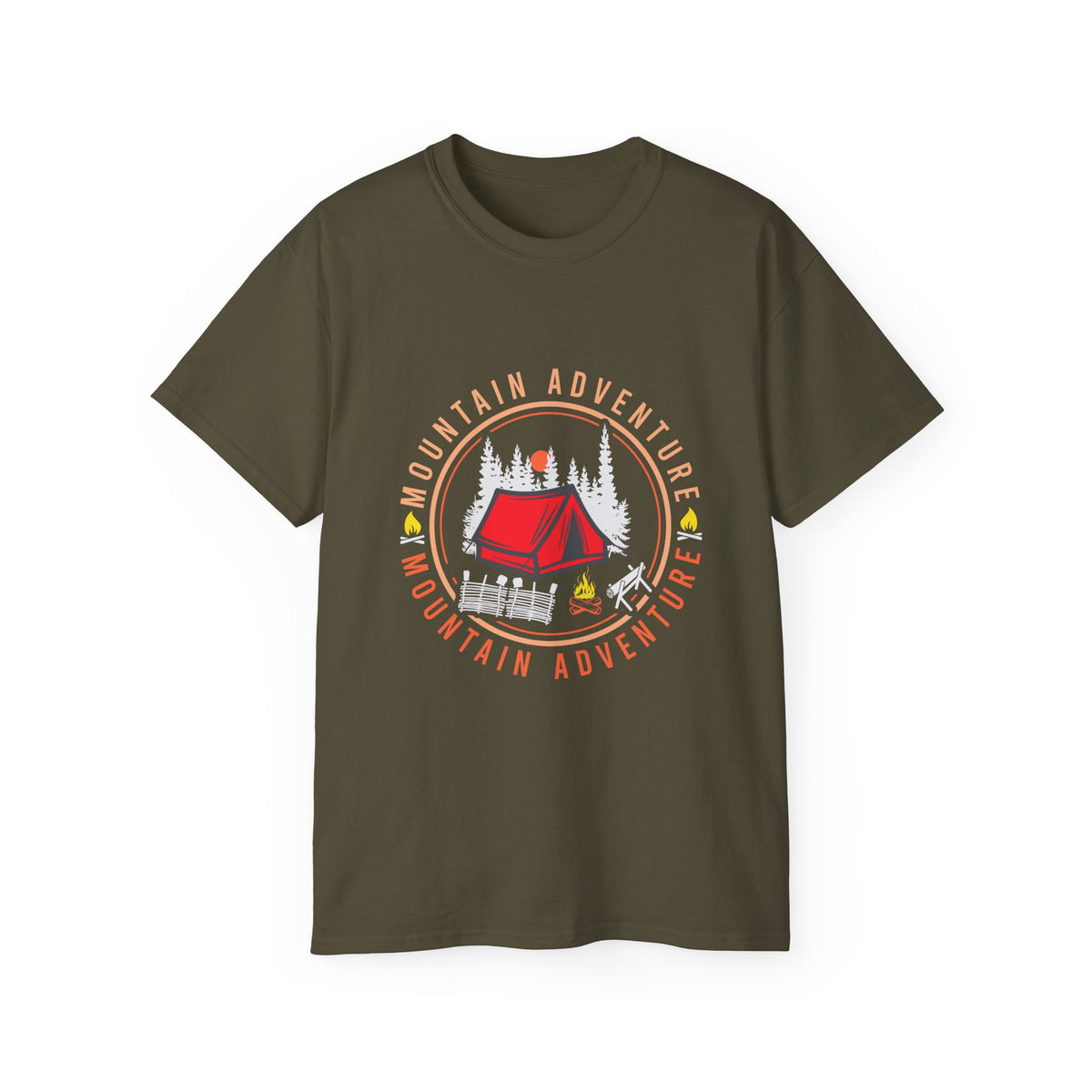 Mountain Adventure Tent Campfire T-Shirt | Camping Graphic Tee