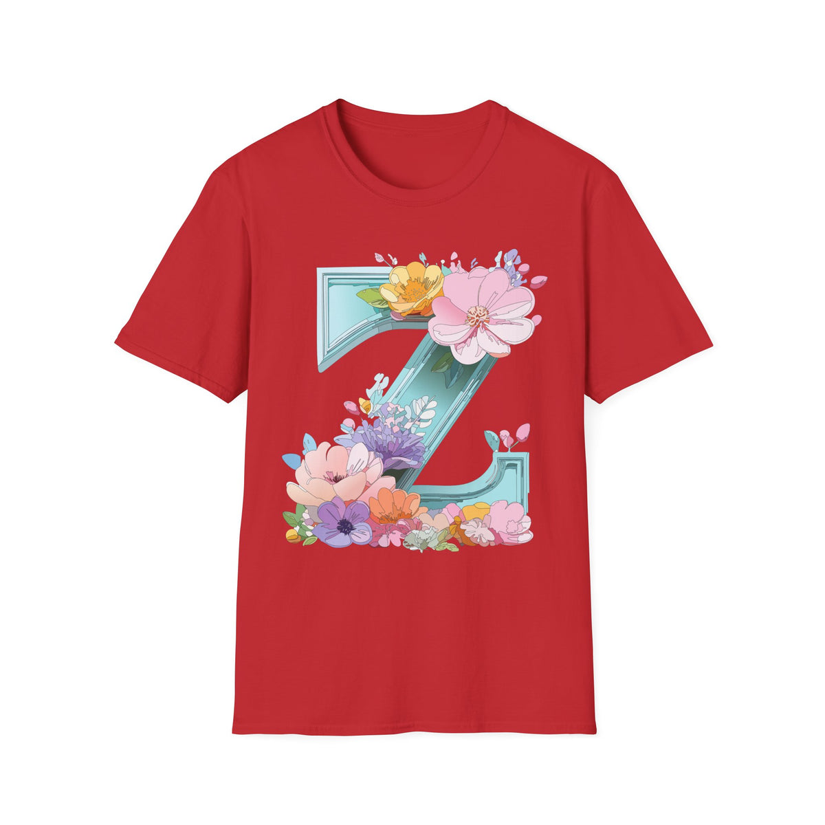 Floral Letter Z T-Shirt | Floral Initial Tee, Monogram Z Shirt