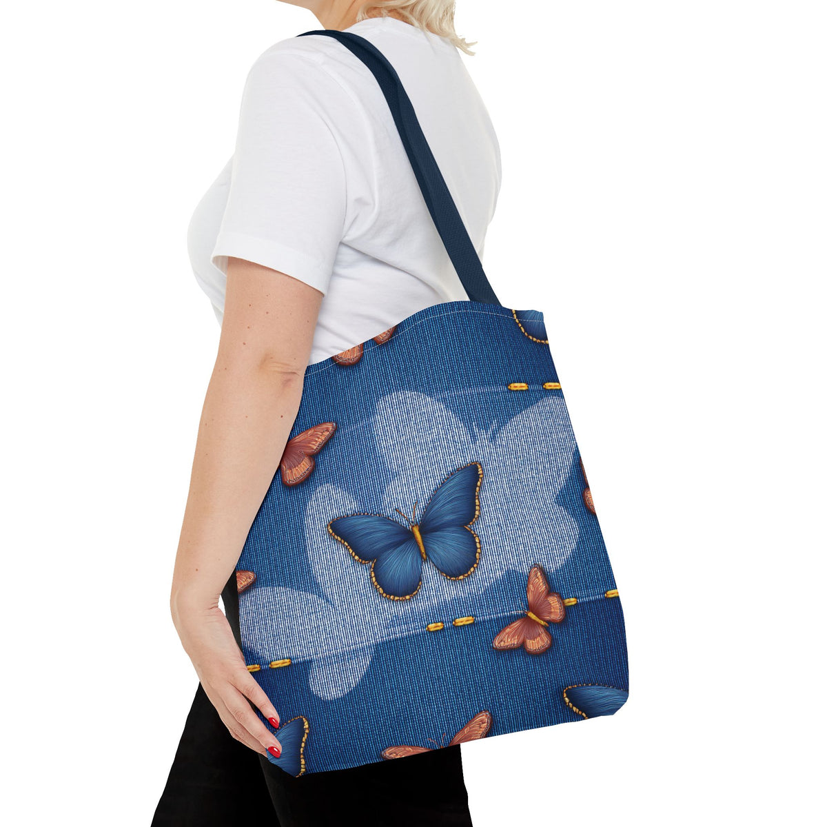 Denim Fabric Imitation Print Unisex Canvas Bag Poly Spun 3 Sizes Tote Bag 176