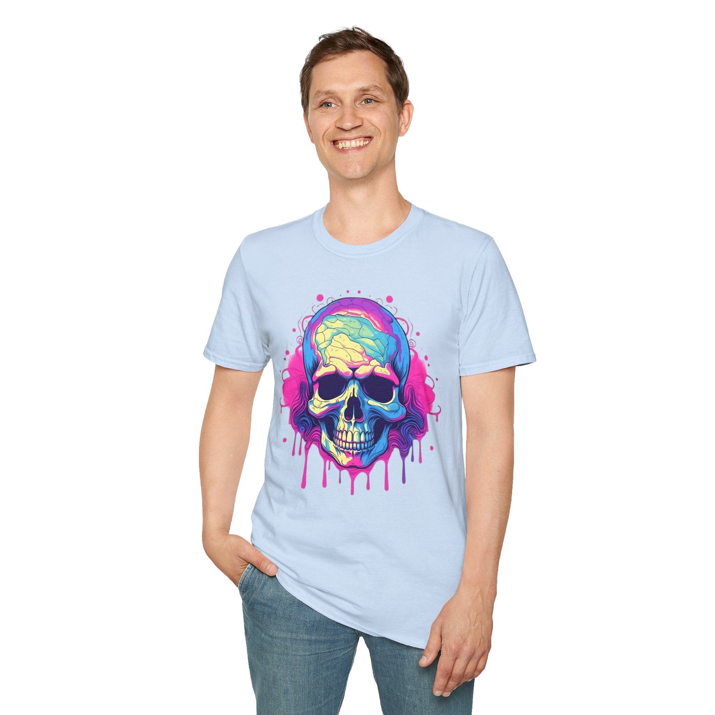 Skull Tee Shirt Unisex Skeleton Design Gildan Softstyle 64000 Ring Spun Cotton Tee