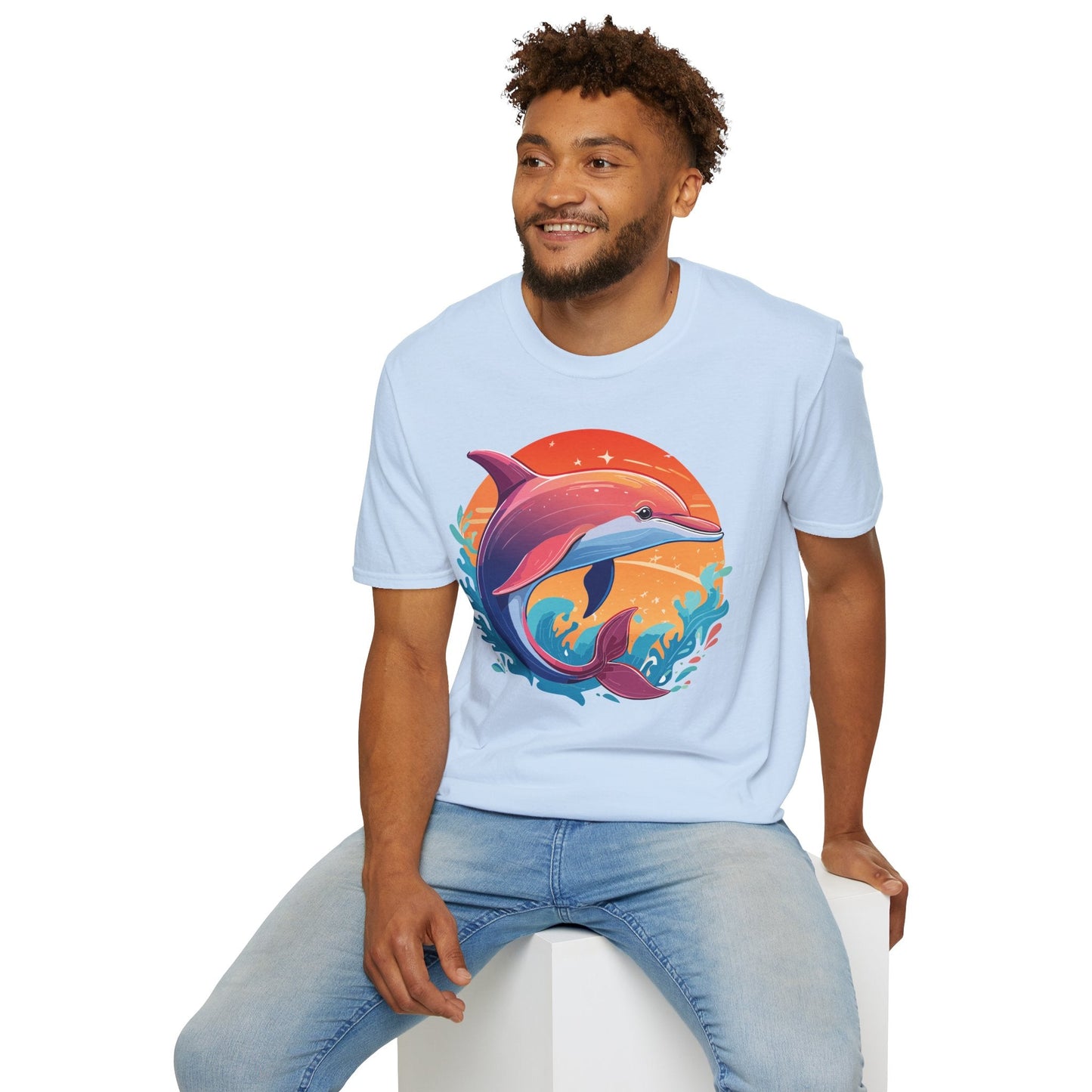 Dolphin Shirt Unisex Tee 100 Percent Ring Spun Cotton Softstyle Gildan 64000 Comfort Fit