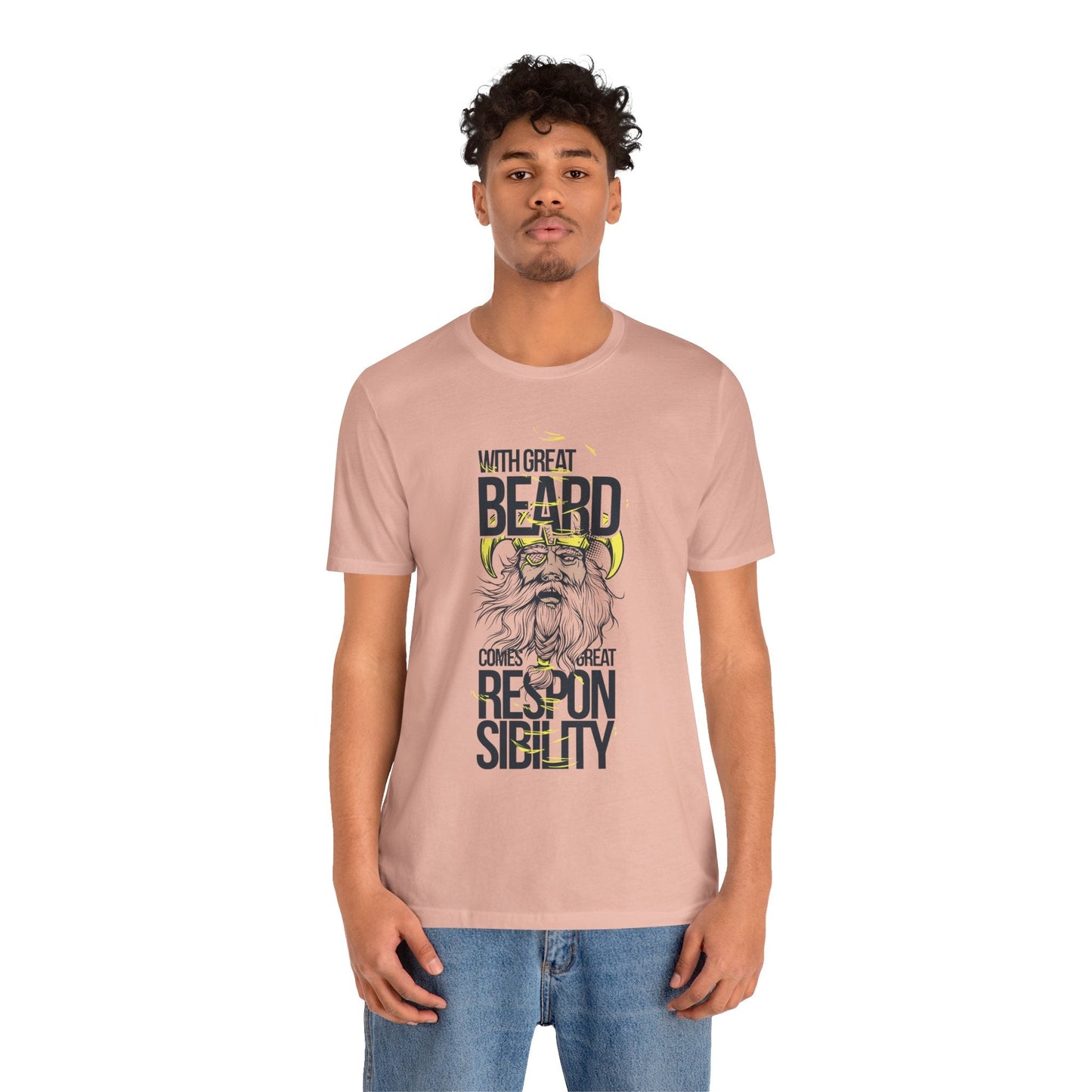With Great Beard Comes Great Responsibility Tee Viking Beard Graphic Shirt A-2