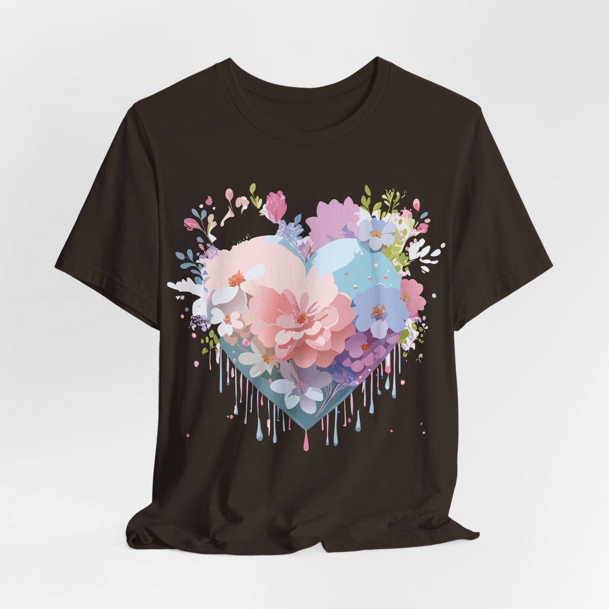 Valentine's Day Graphic Unisex Cotton Bella+Canvas Tee with Floral Art Design d111