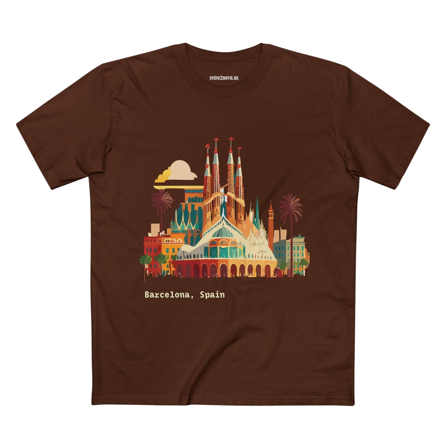 Barcelona Travel Shirt Unisex Premium Cotton Tee With Retro Artwork From Retro2Nova Collection TT7