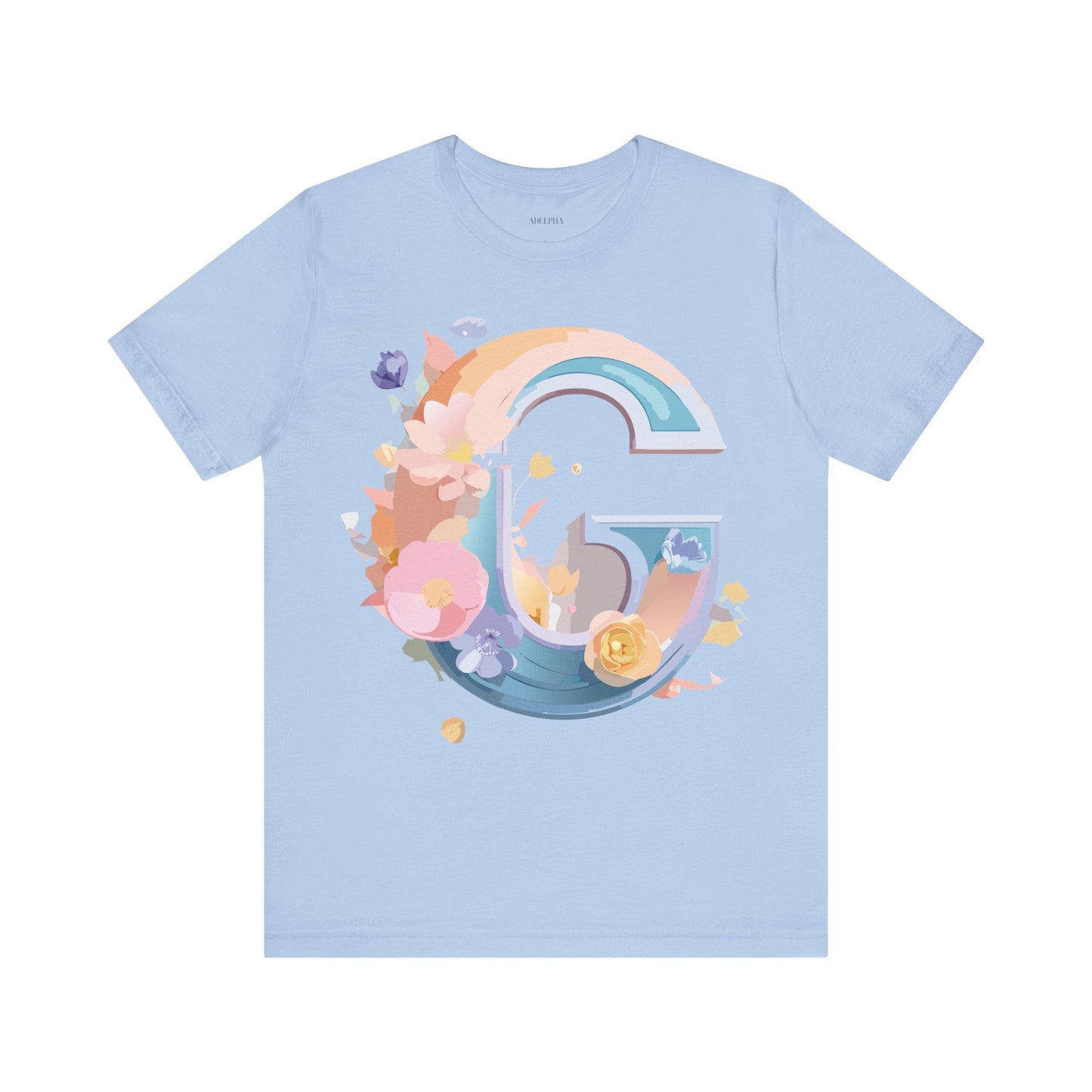 Letter G Graphic Tee Unisex Short Sleeve T Shirt by Adelpha Vintage Inspired Artwork