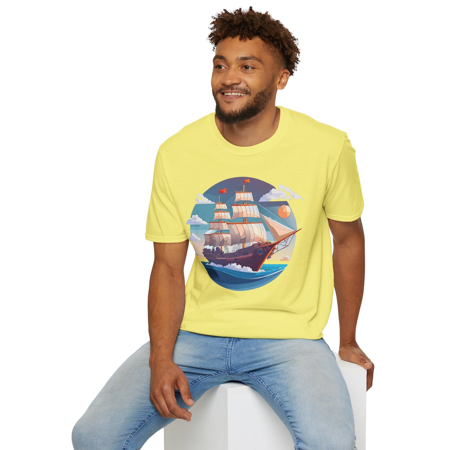 Nautical Ship T Shirts Frigate T Shirts Vessel Tee Shirt Unisex Softstyle T Shirt