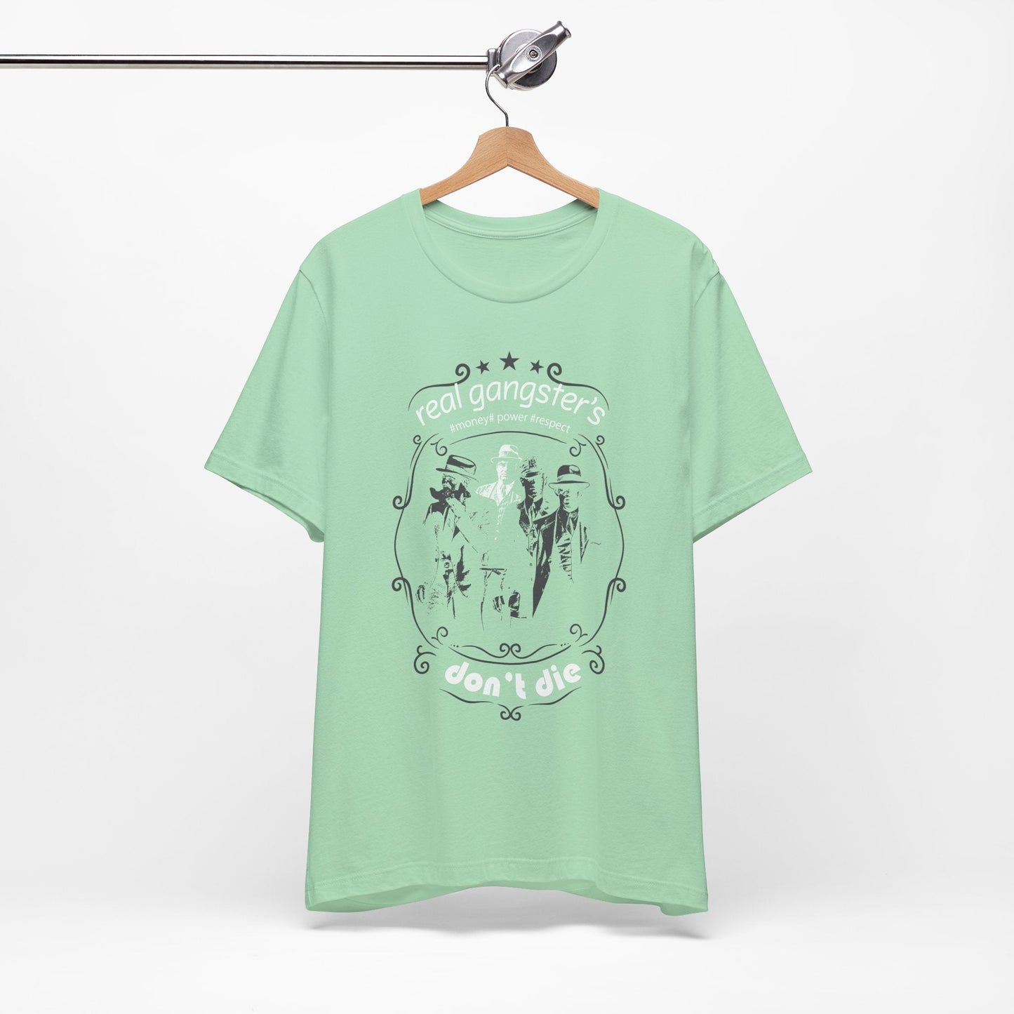 Real Gangsters Don't Die T-Shirt Vintage Outlaw Illustration Retro Biker Tee A-3