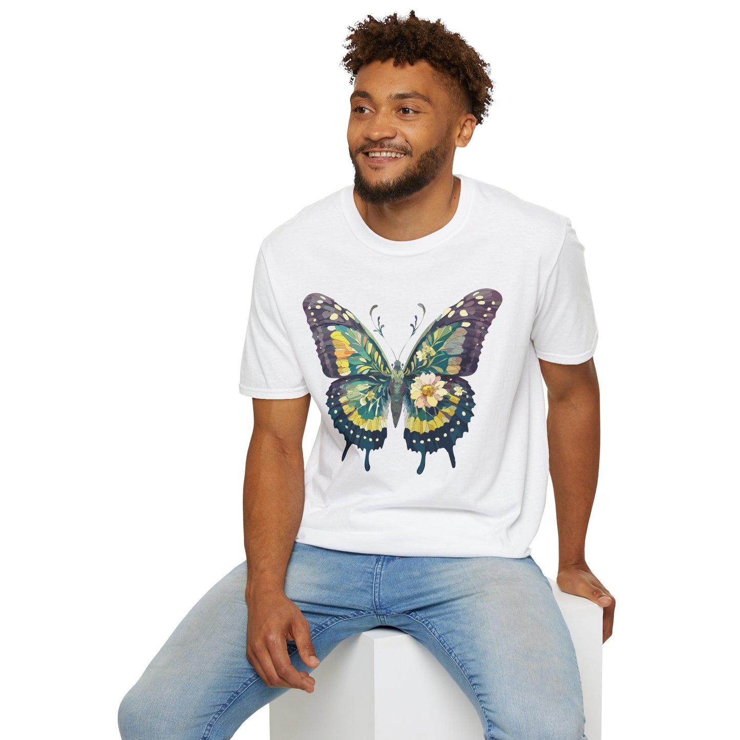 Butterfly Shirt Unisex Monarch Print T Shirt Gildan Softstyle 64000 Lightweight Tee