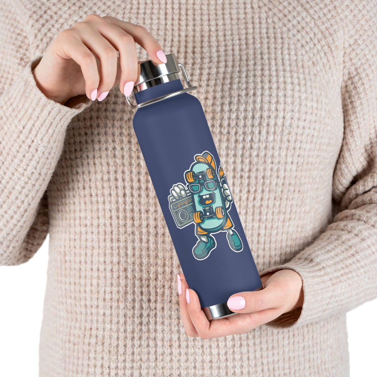 22oz Copper Insulated Water Bottle with Cartoon Design - CV57