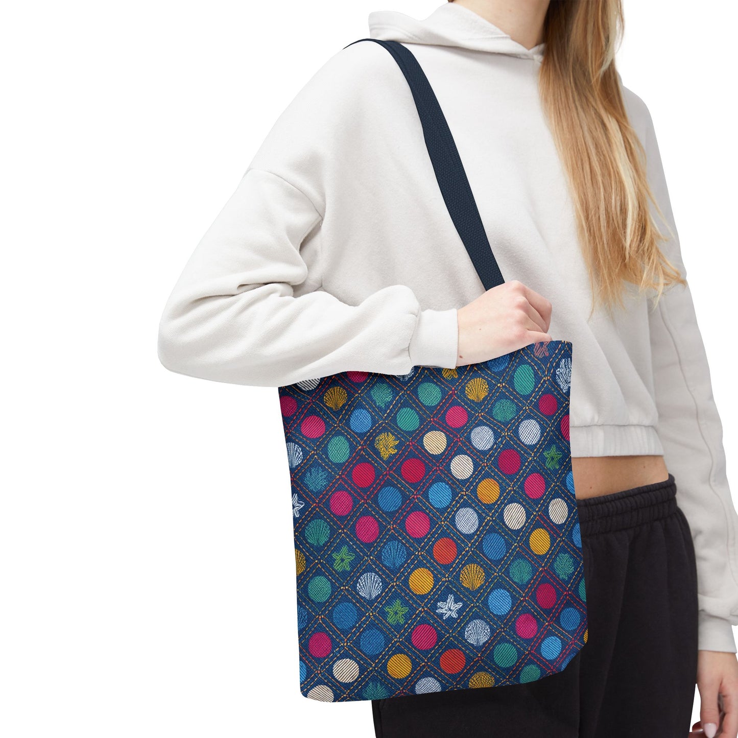 Denim Fabric Imitation Print Unisex Canvas Bag Poly Spun 3 Sizes Tote Bag 182-6