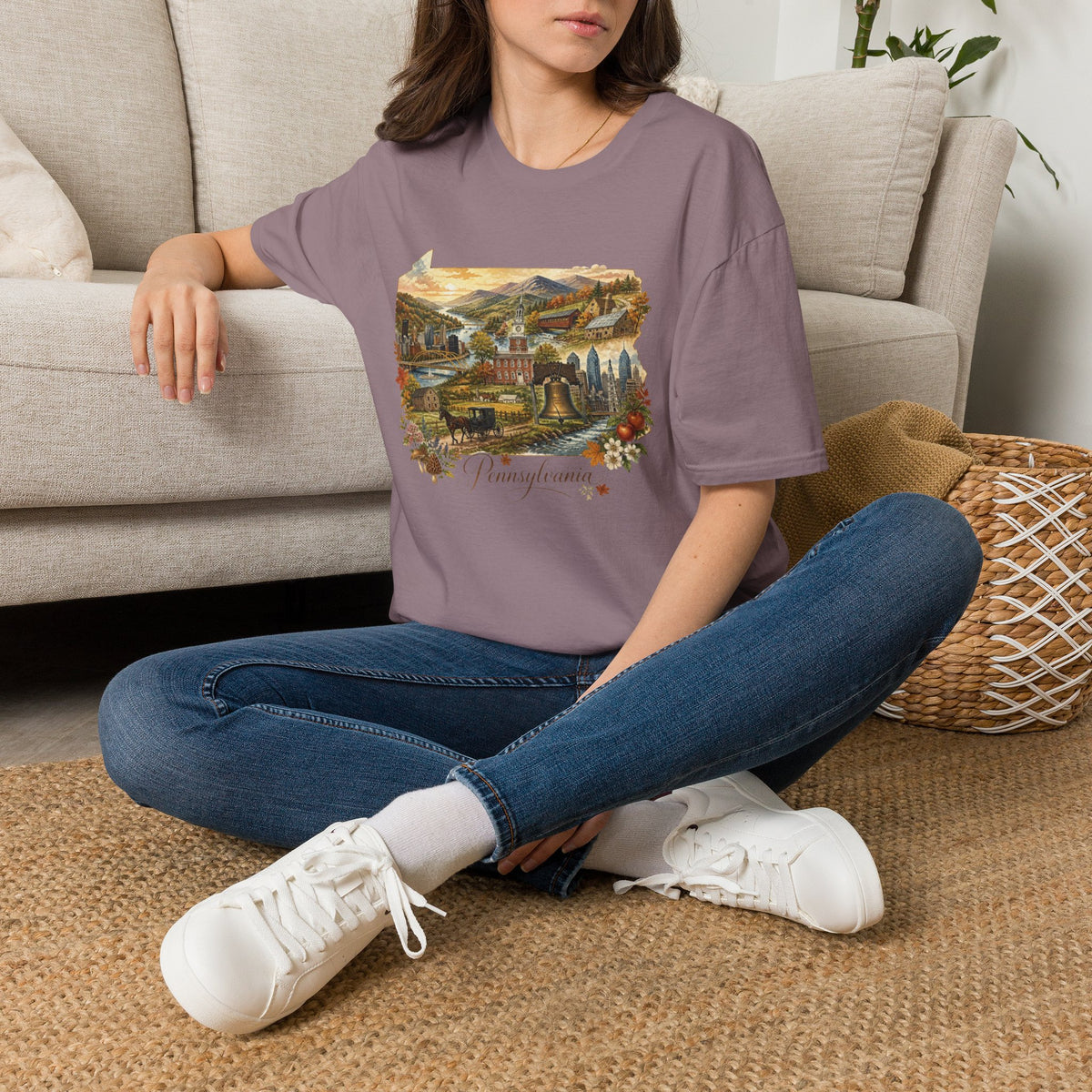 Pennsylvania State Travel Tourist Graphic Design Unisex 100 Cotton Gildan T-Shirt