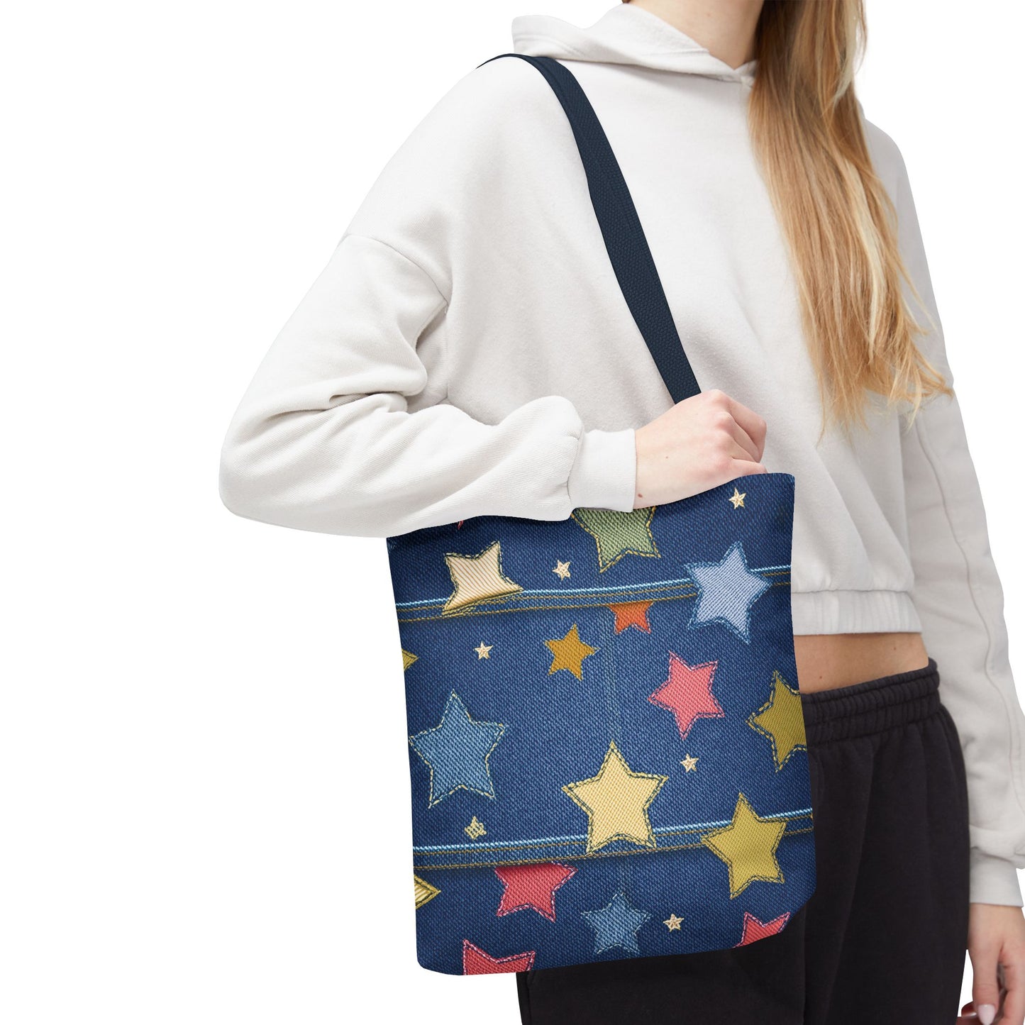 Denim Fabric Imitation Print Unisex Canvas Bag Poly Spun 3 Sizes Tote Bag 181-5