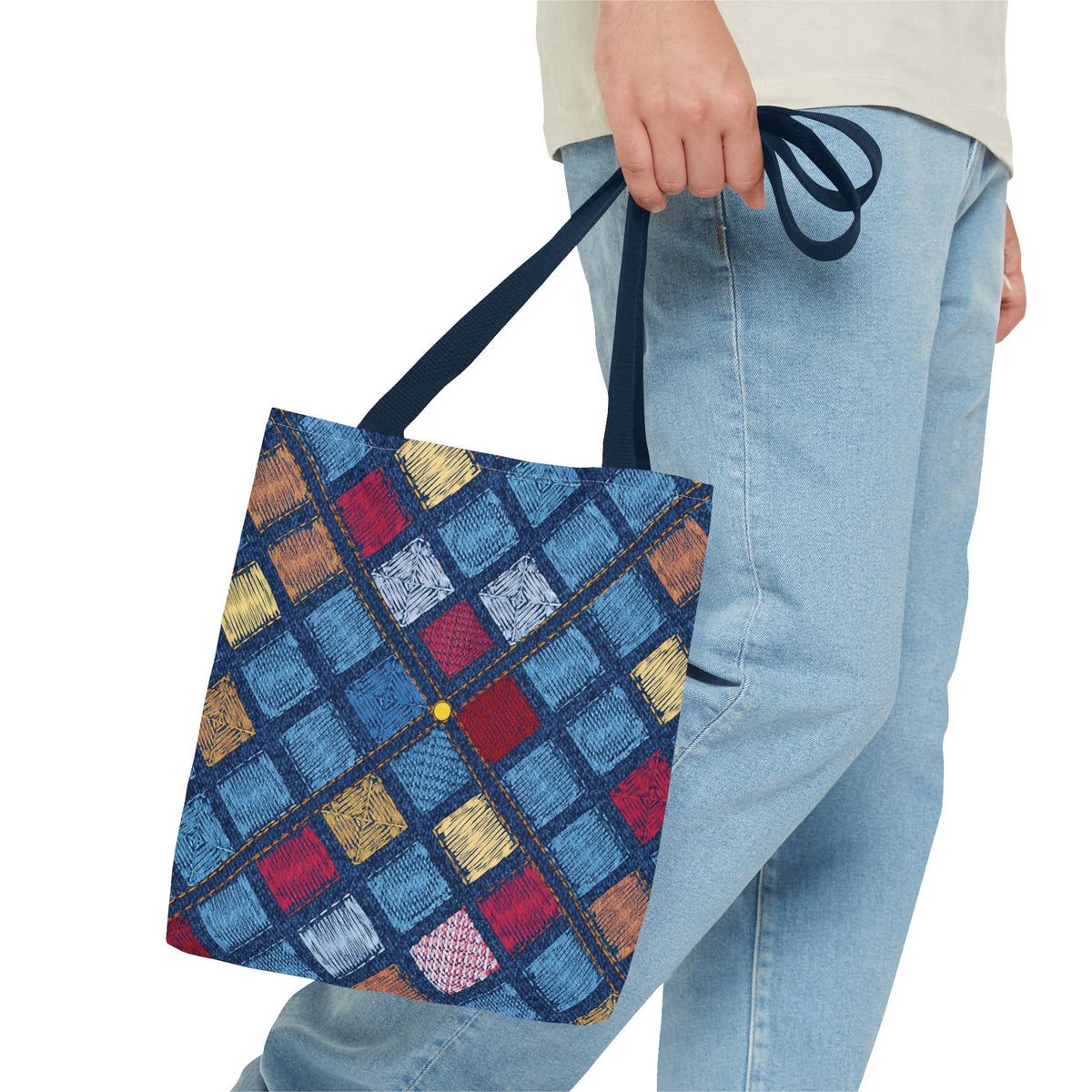 Denim Fabric Imitation Print Unisex Canvas Bag Poly Spun 3 Sizes Tote Bag 189-8