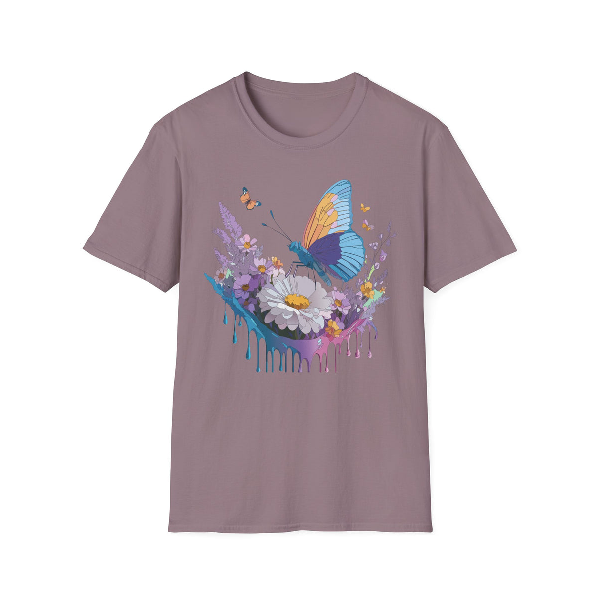 Butterfly and Wildflower Floral Graphic Tee Unisex 100 Cotton Gildan T-Shirt