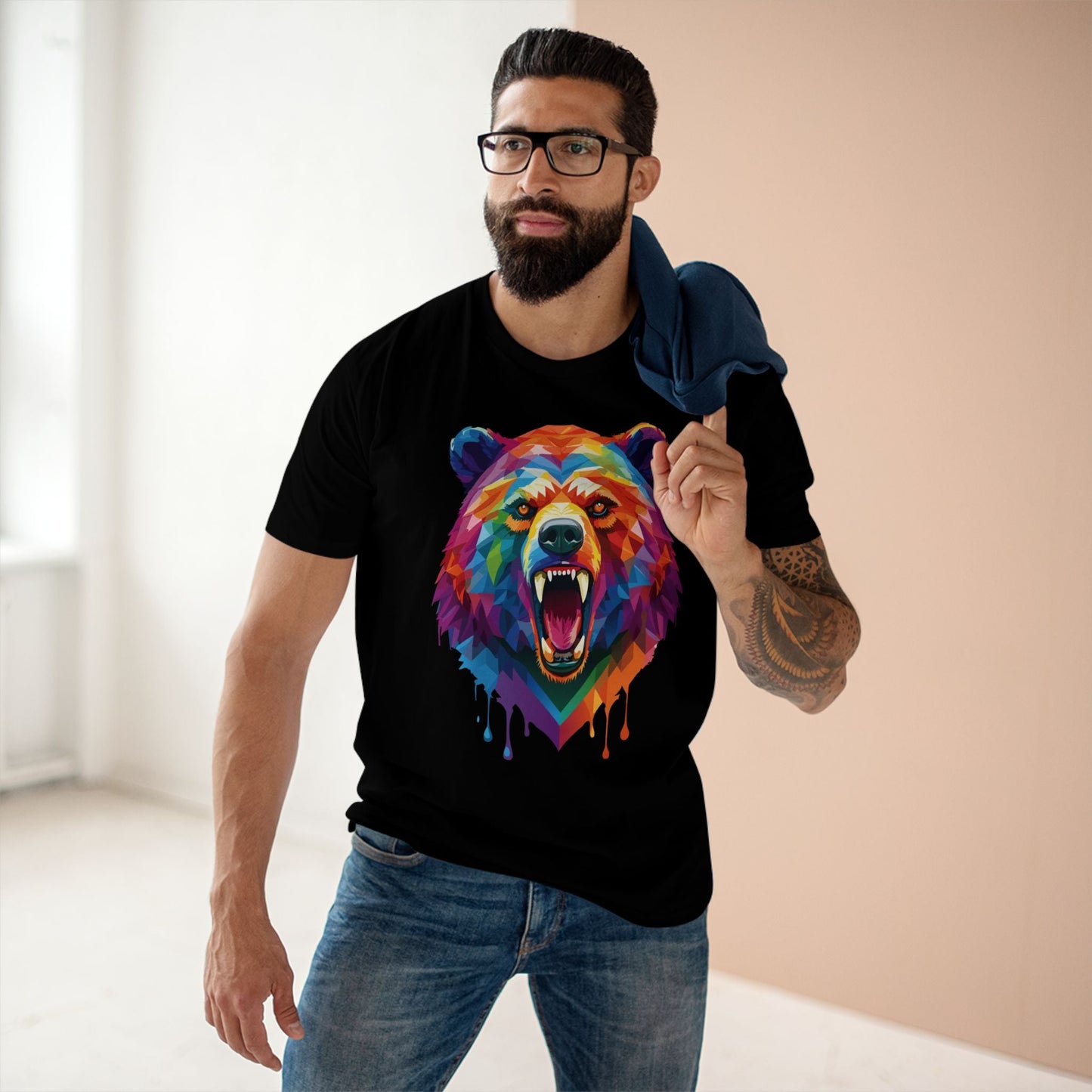 Bear Graphic Unisex 100 Cotton Staple Tee with Animal Design Artwork 14