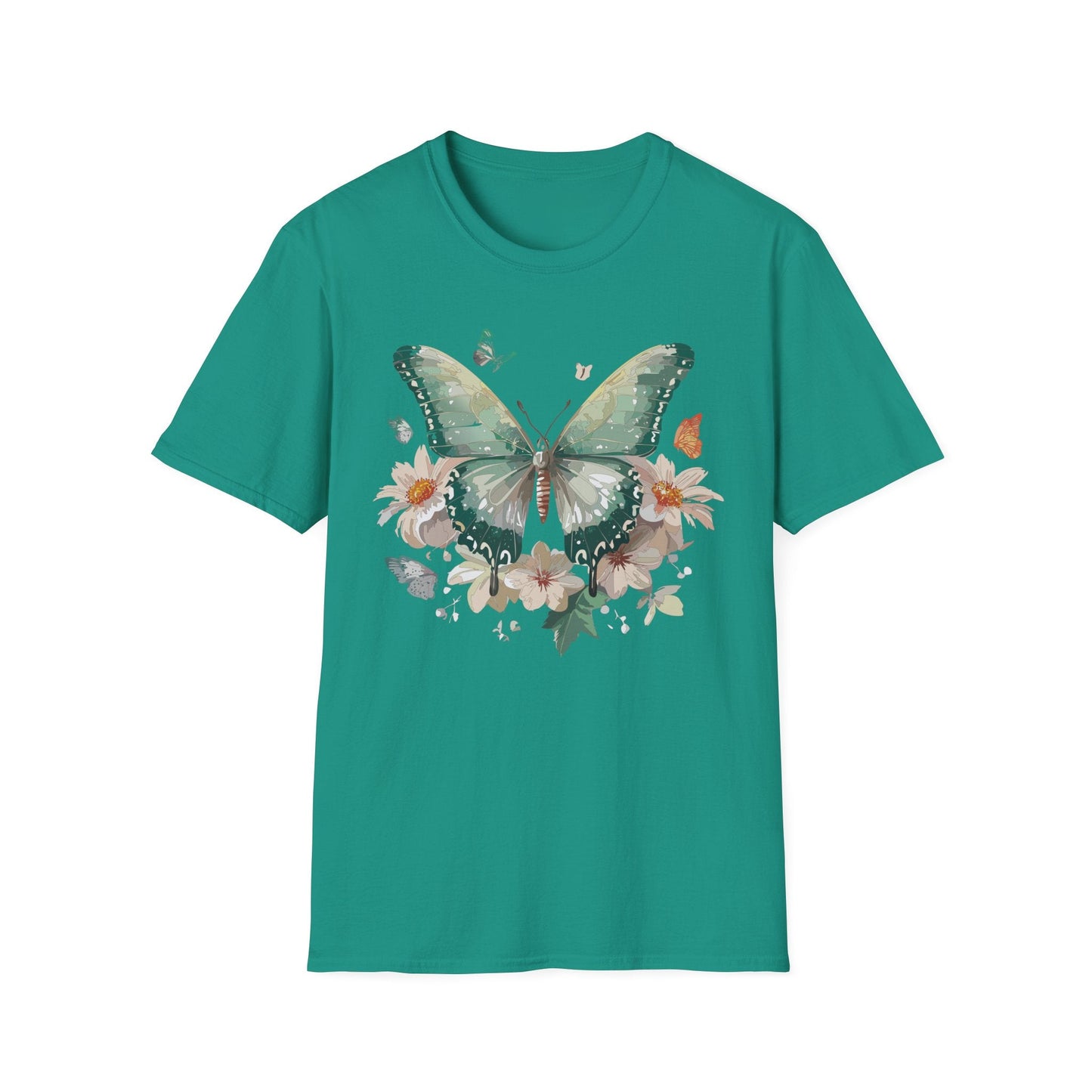 Butterfly T Shirt Unisex Softstyle Tee 100 Percent Ring Spun Cotton Monarch Design Premium Comfort