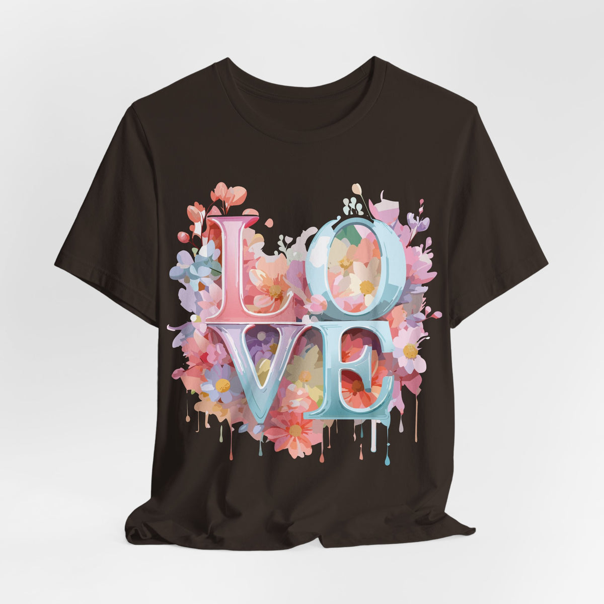 Valentine's Day Graphic Unisex Cotton Bella+Canvas Tee with Floral Art Design d118