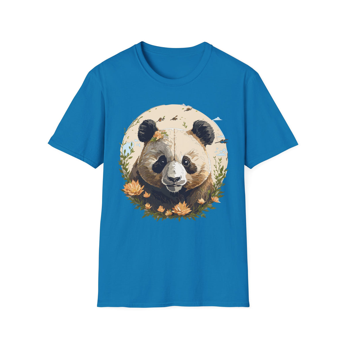 Floral Panda Illustration T-Shirt | Cute Bamboo Bear Graphic Tee