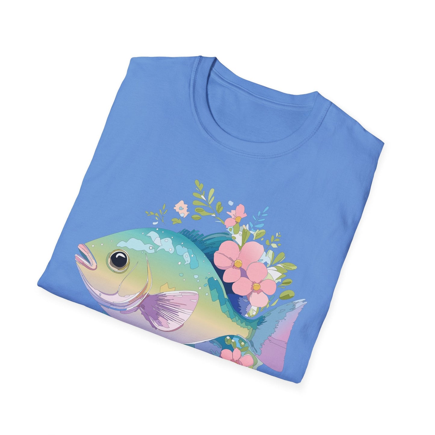 Fish Art Graphic Tee Unisex Gildan Softstyle 64000 100 Percent Ring Spun Cotton Comfortable Tee