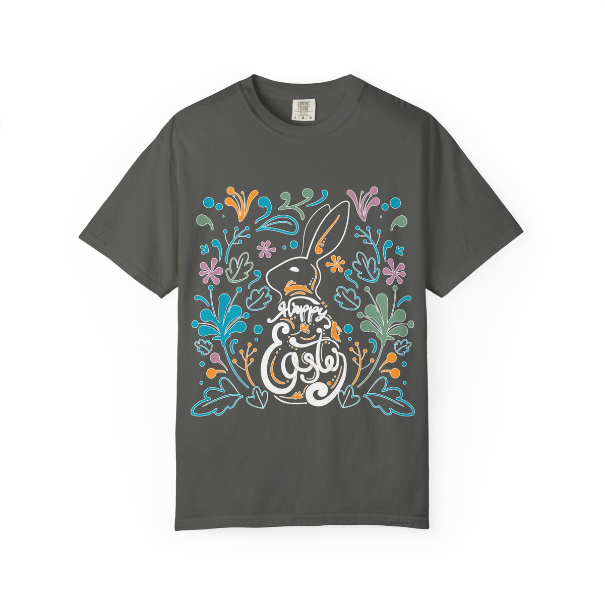 Easter Bunny Floral T-Shirt, Tee Shirt with Easter Signature, T Shirt with Easter Prints, Tee Shirt with Easter Design