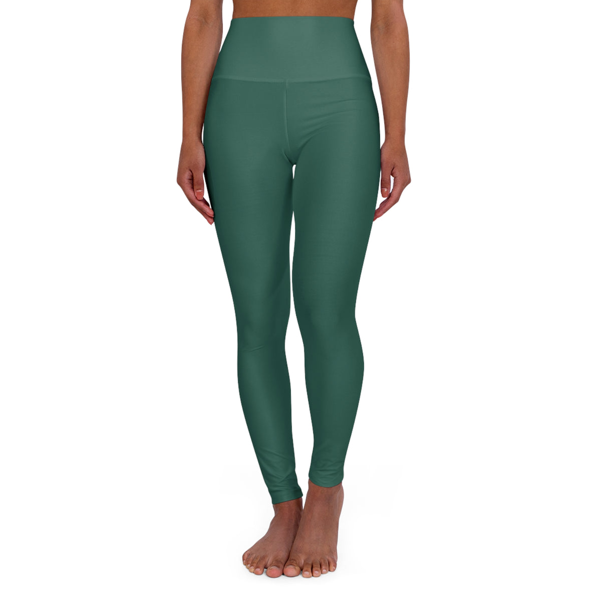 Dark Jungle Green Color High-Waist Yoga Leggings Women's Seamless Poly-Span Stretchy Pants XS-2XL