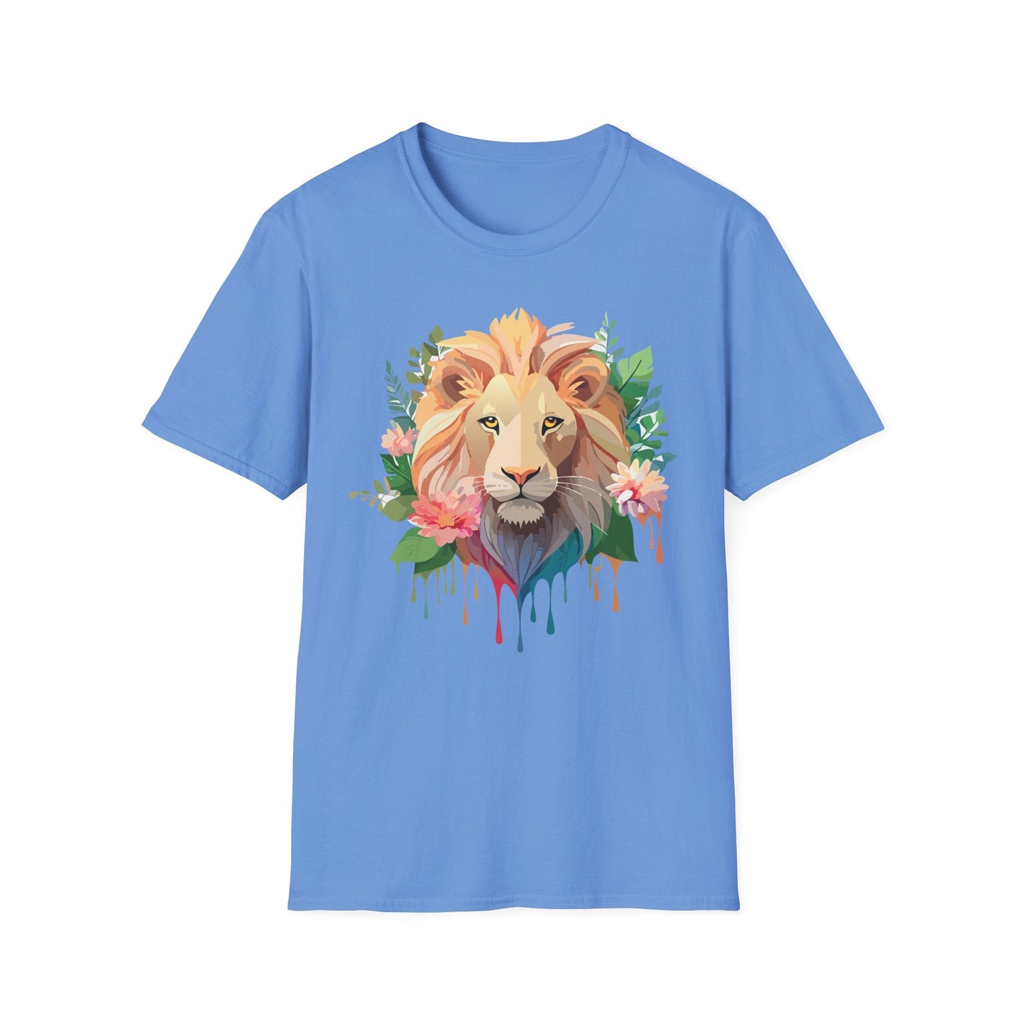 Gildan Unisex Lion Shirt Floral Lion Tee Animal Print Softstyle Tee