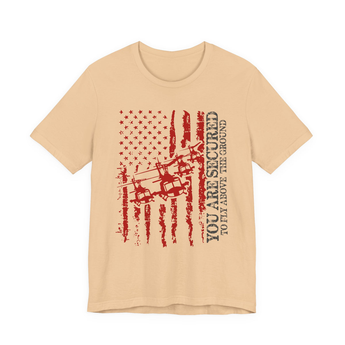 You Are Secured Flag design Tee Military Helicopter Red Distressed USA Unisex Cotton T-Shirt v2