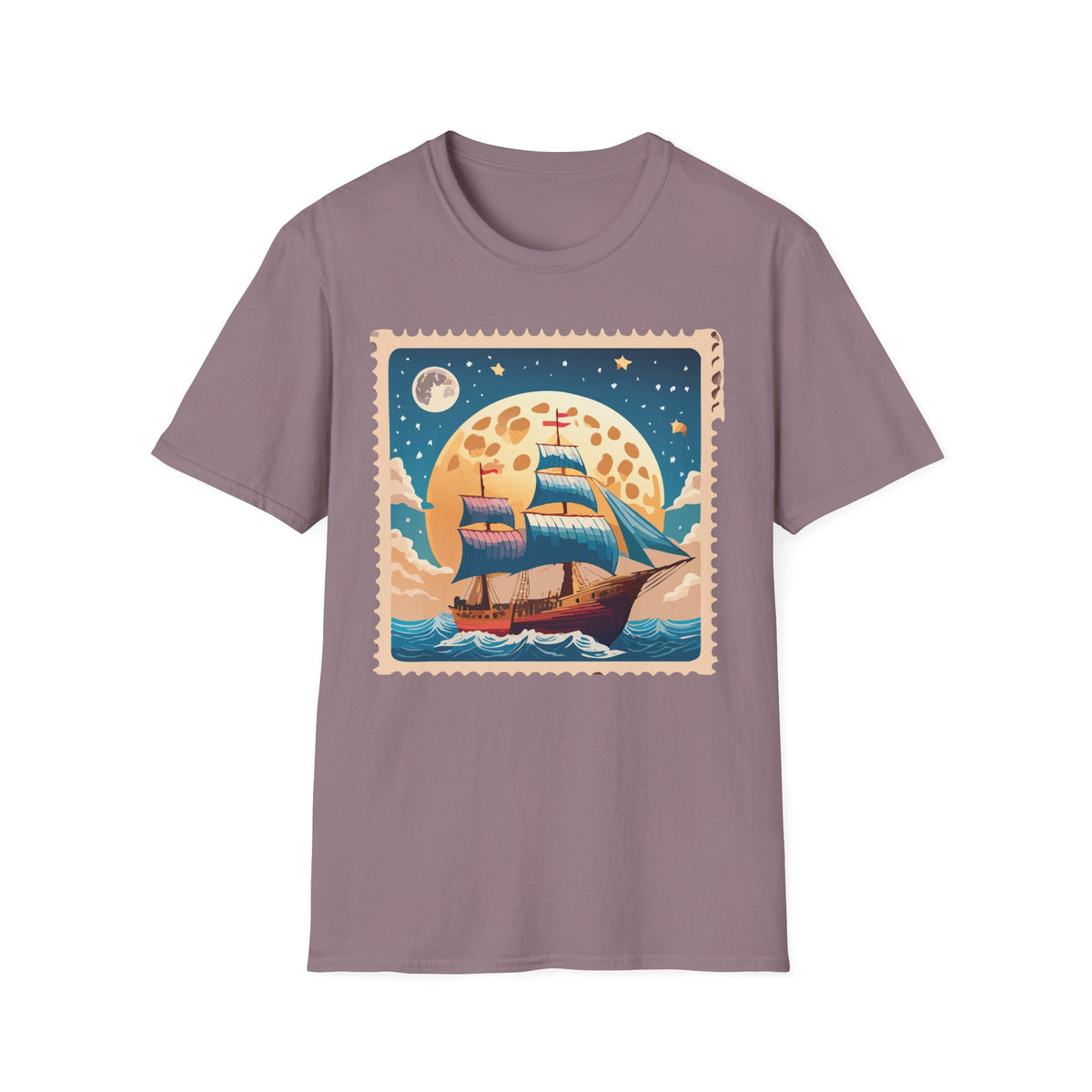 Vintage Sailboat at Moonrise T-Shirt | Nautical Sunset Illustration