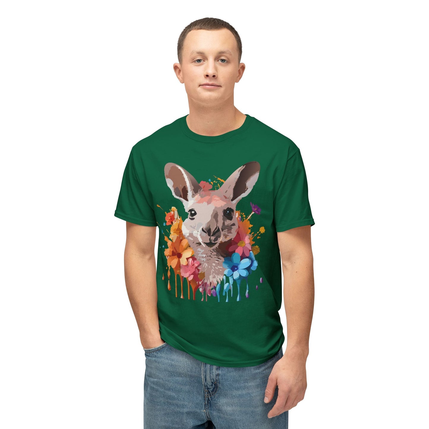 Unisex Kangaroo T Shirt HD Cotton Full Color Art Print Tee Made In USA 100 Percent Pre Shrunk
