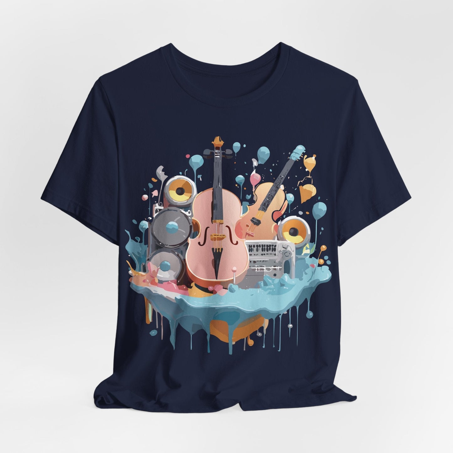 Music Graphic Unisex 100 Cotton Vintage Art with Musical Elements Tee 90
