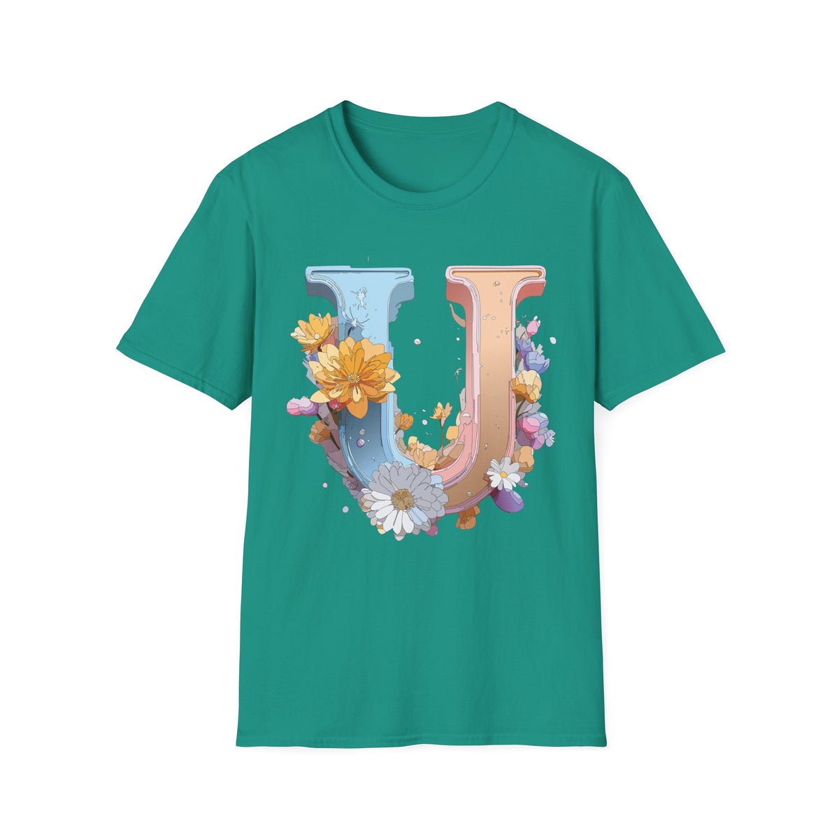Floral Letter U T-Shirt | Botanical Monogram Tee