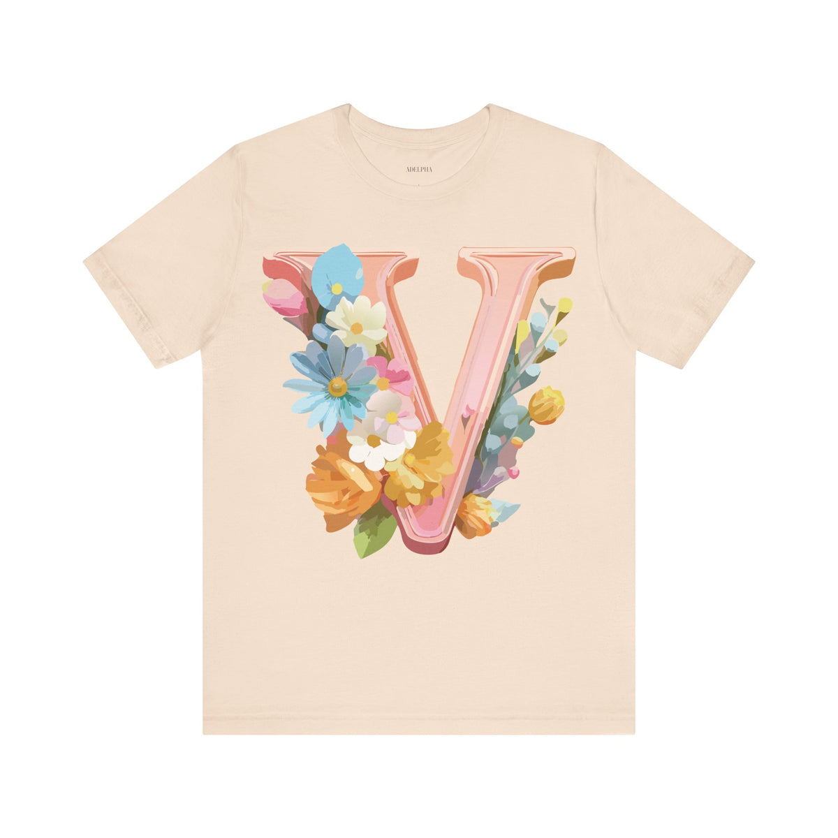 Letter V Graphic Unisex Cotton Bella+Canvas Tee with Art Letter Design