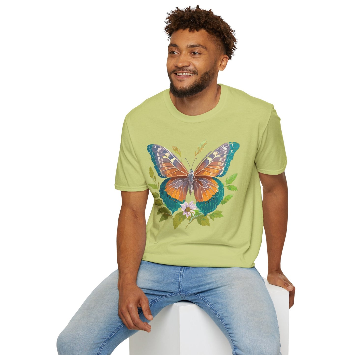 Unisex Butterfly Shirt With Monarch Design Cotton Tee Gildan 64000 Softstyle Comfort