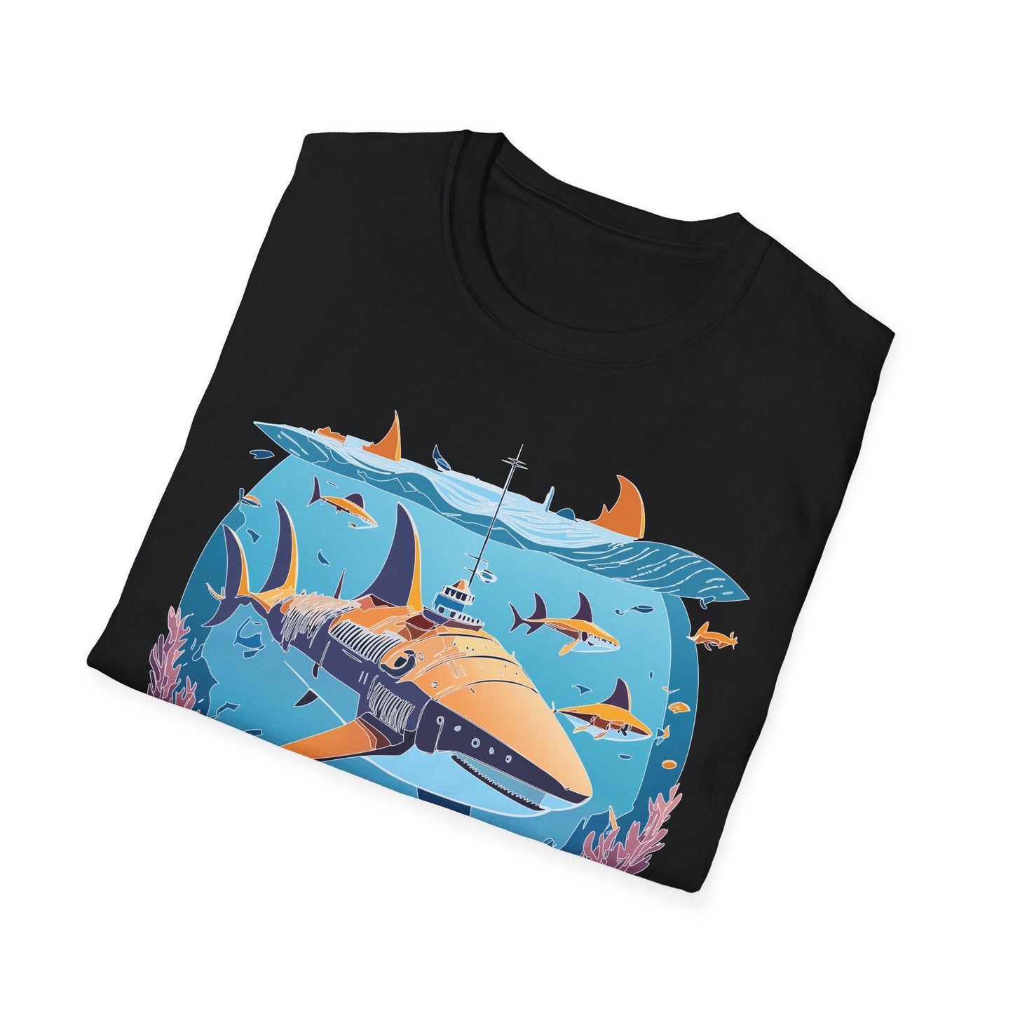 Ocean Tee Shirt Unisex Softstyle Cotton Tee 4.5 Oz Lightweight U Boat Theme Design