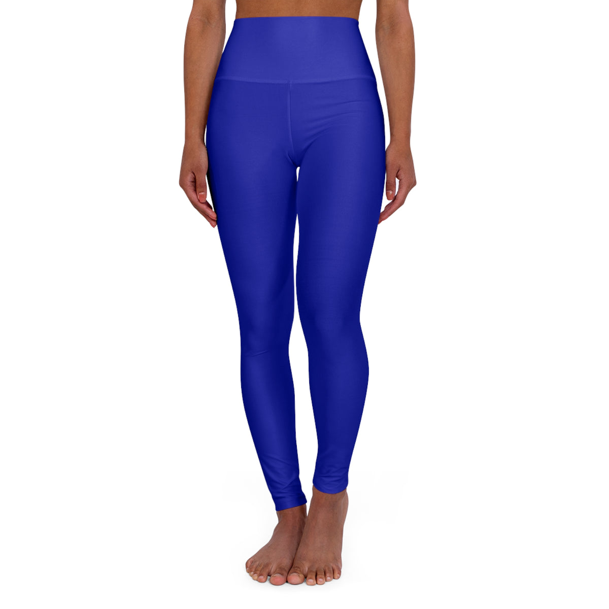 High-Waisted Vivid Royal Blue Yoga Leggings Women's Seamless Poly-Span Stretchy Solid Royal Blue Activewear Pants