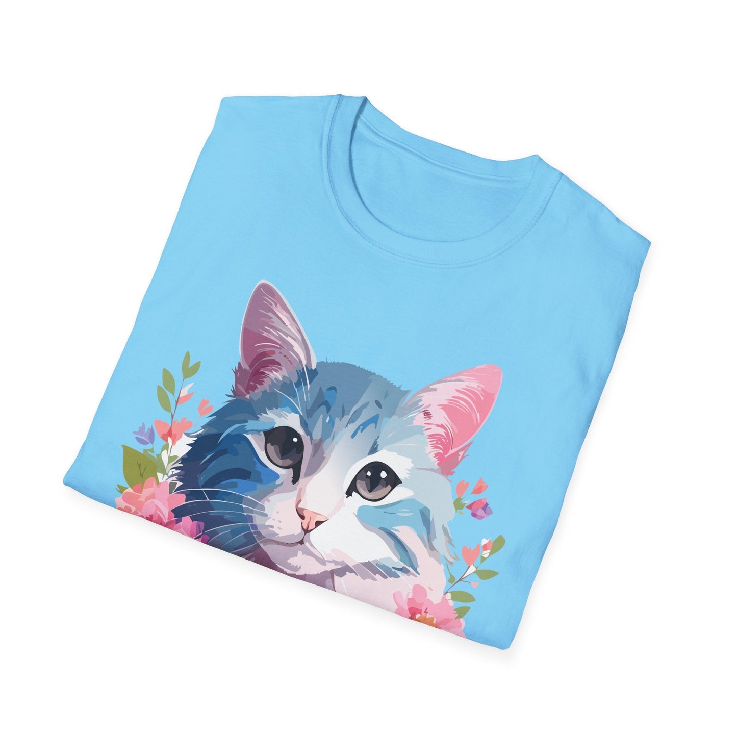 Cat Shirt Unisex Cat Tee Kitten Print Gildan Softstyle 64000