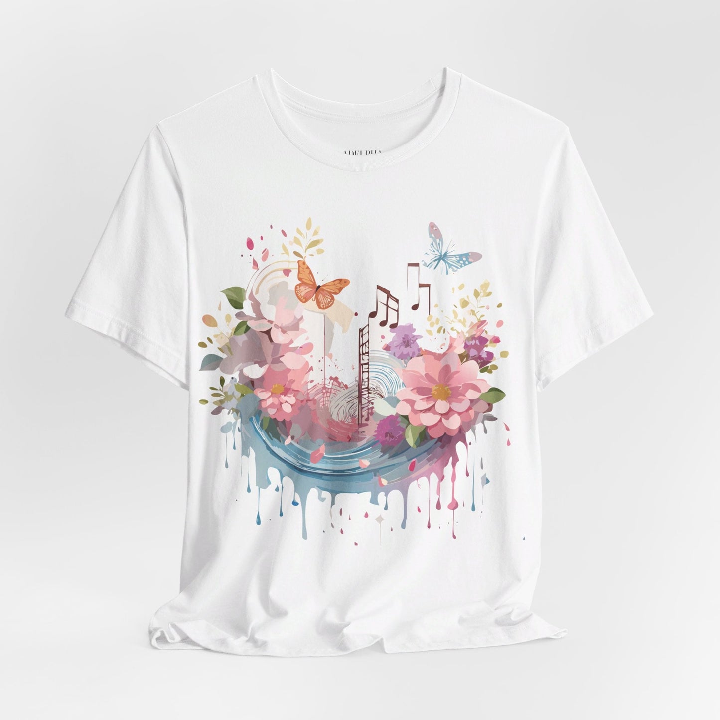 Music Graphic Unisex 100 Cotton Vintage Art with Musical Elements Tee 122