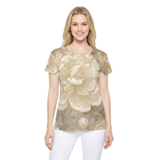 Women Poly T-Shirt with Floral Print