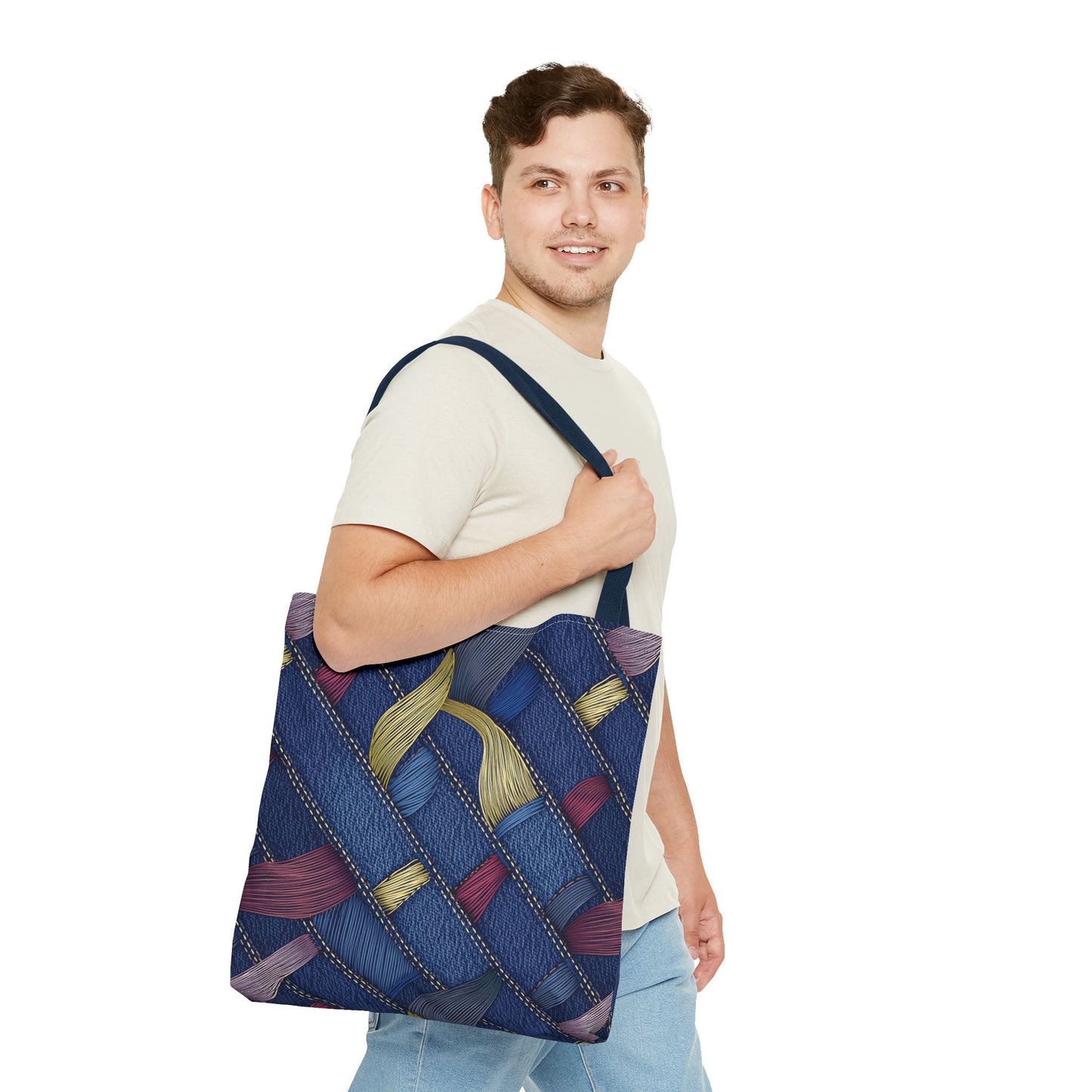 Denim Fabric Imitation Print Unisex Canvas Bag Poly Spun 3 Sizes Tote Bag 145