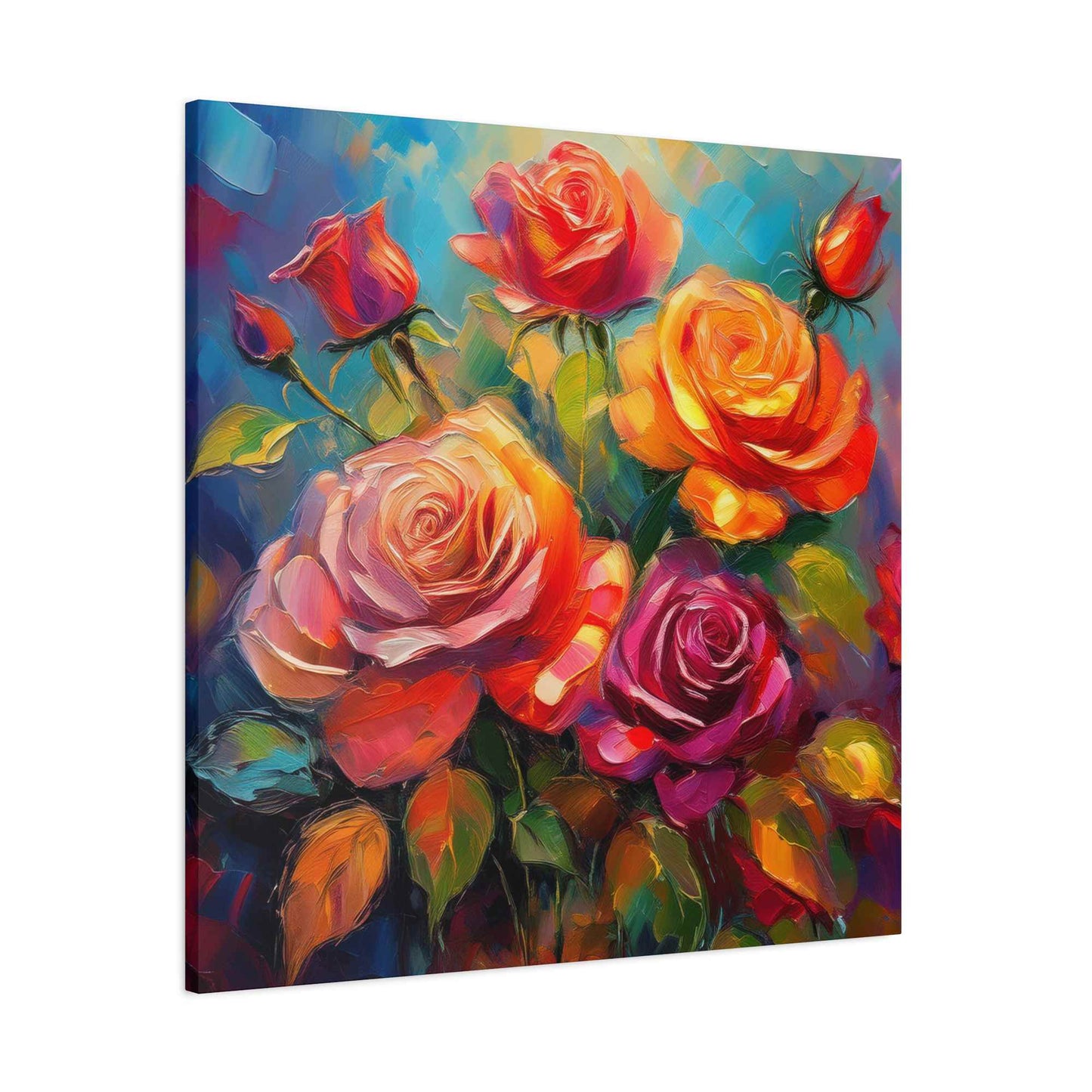 Orange Roses Print Canvas, Roses Oil Paint Print 20x20, 24x24, 30x30, 32x32, 36x36, Floral Art Design Print Non-Frame MC-17