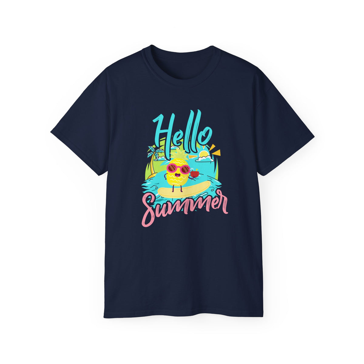Hello Summer chick graphic Tee | Summer beach sun illustration