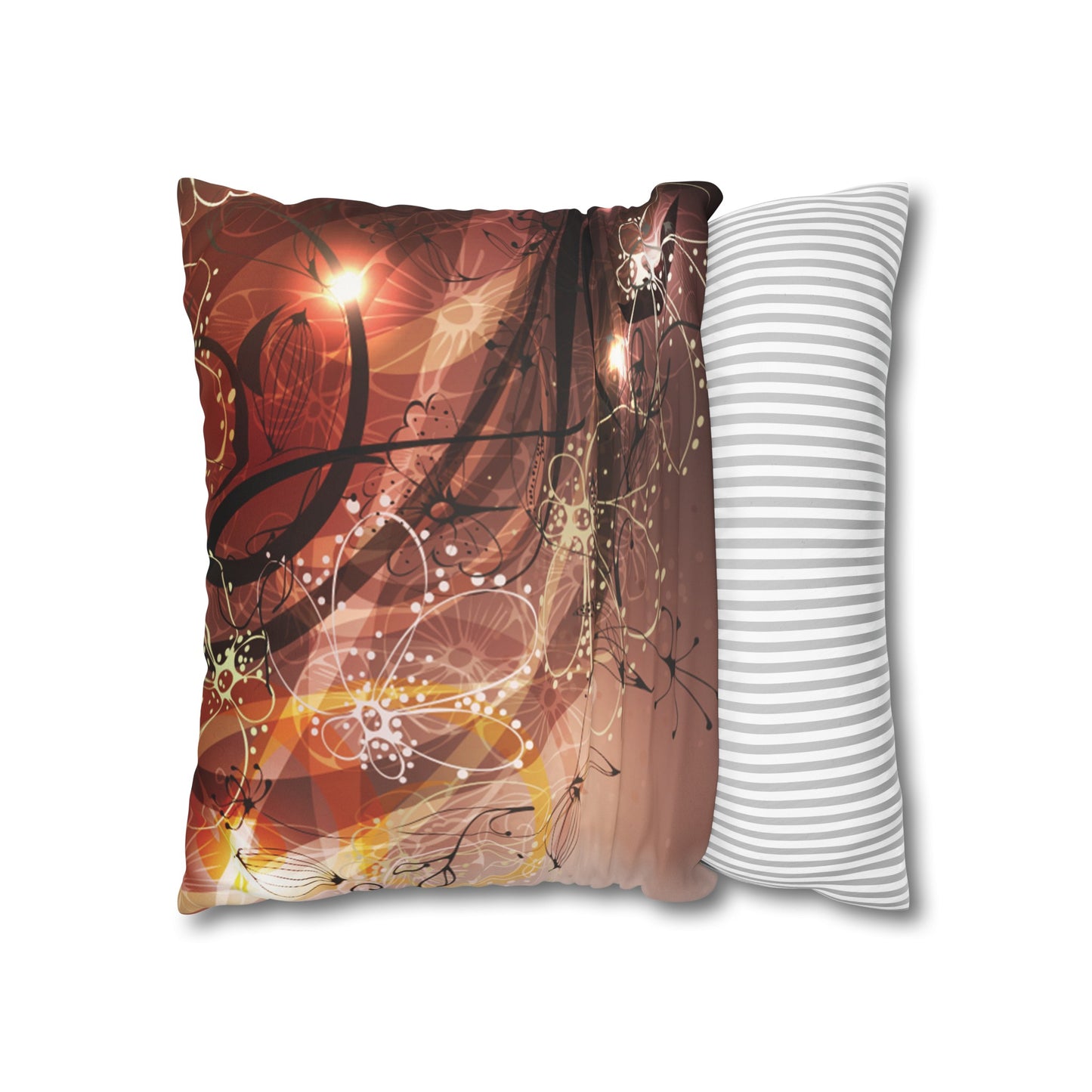 Faux Suede Pillowcase with Abstract print