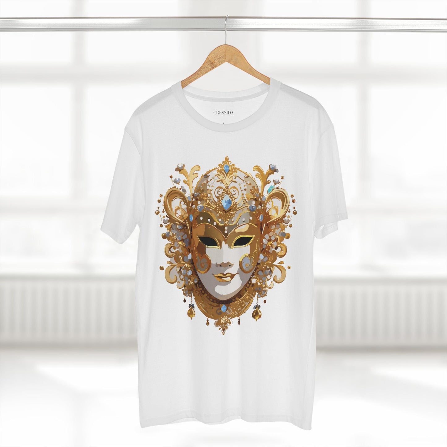 Carnival Mask Graphic T-Shirt Unisex 100 Cotton With Antique Gold Art Design Tee 25